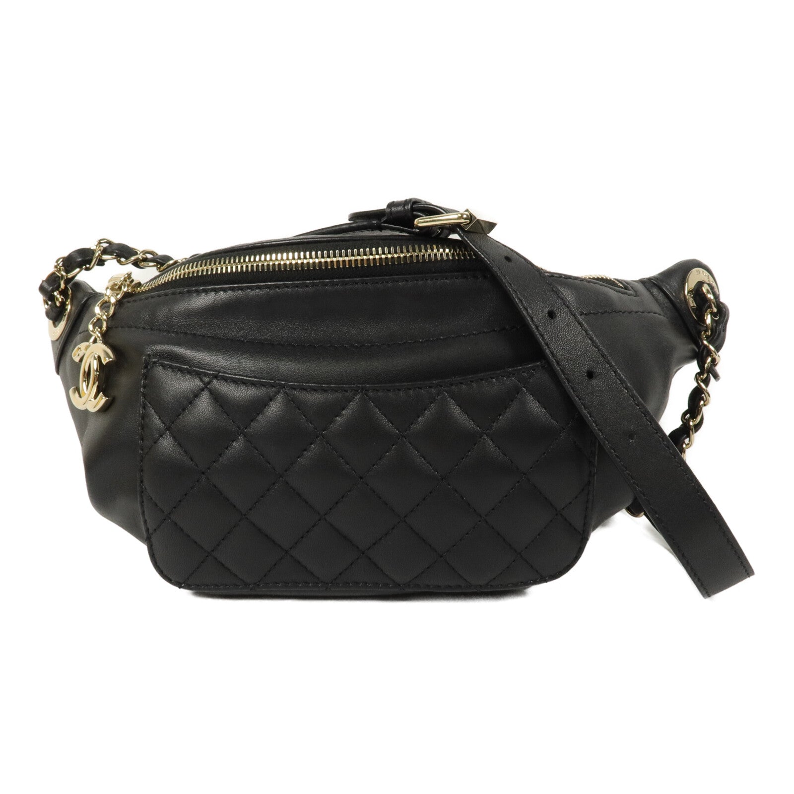 CHANEL 羊皮皮革Waist Bag鏈帶腰包