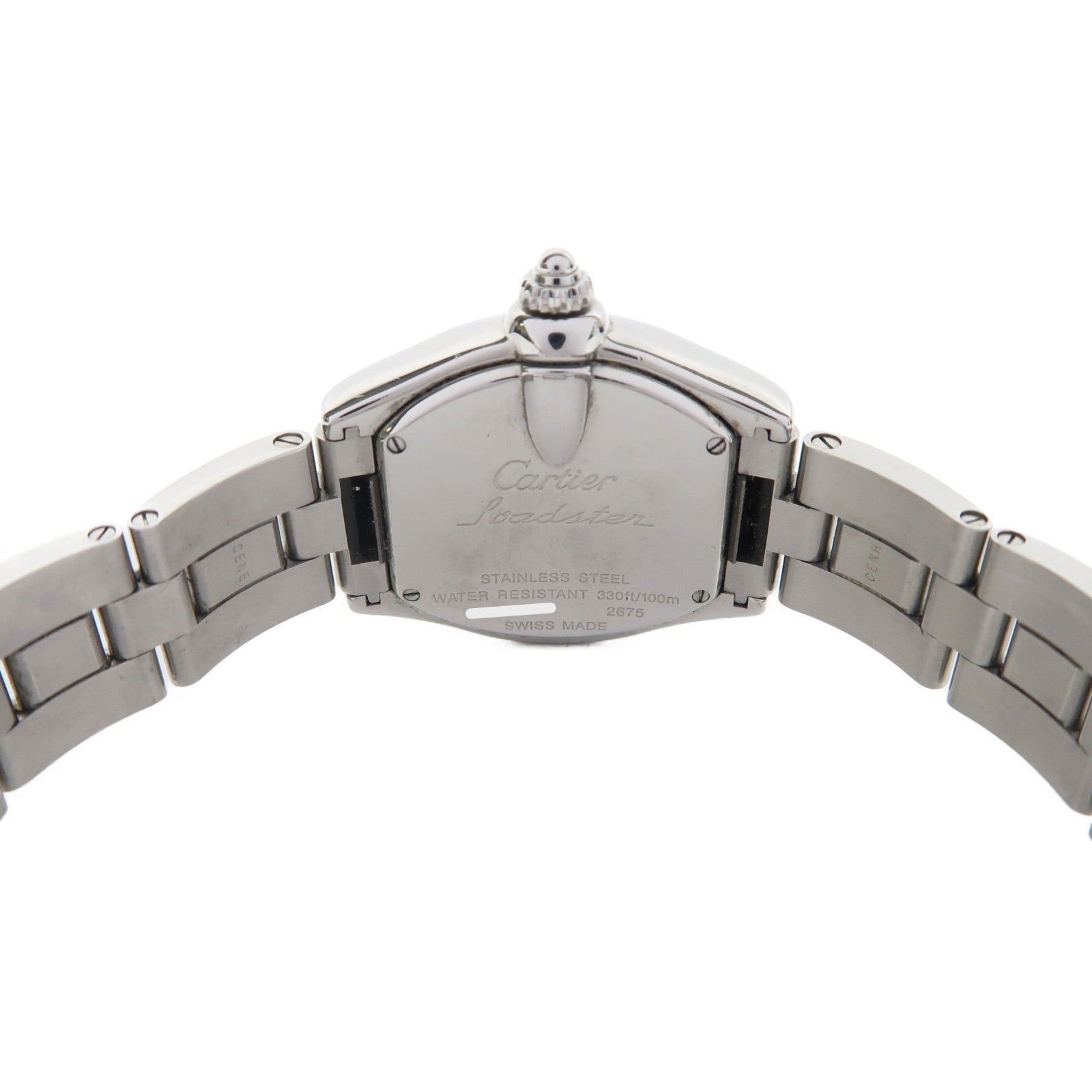 CARTIER Roadster不鏽鋼手錶石英機芯銀色