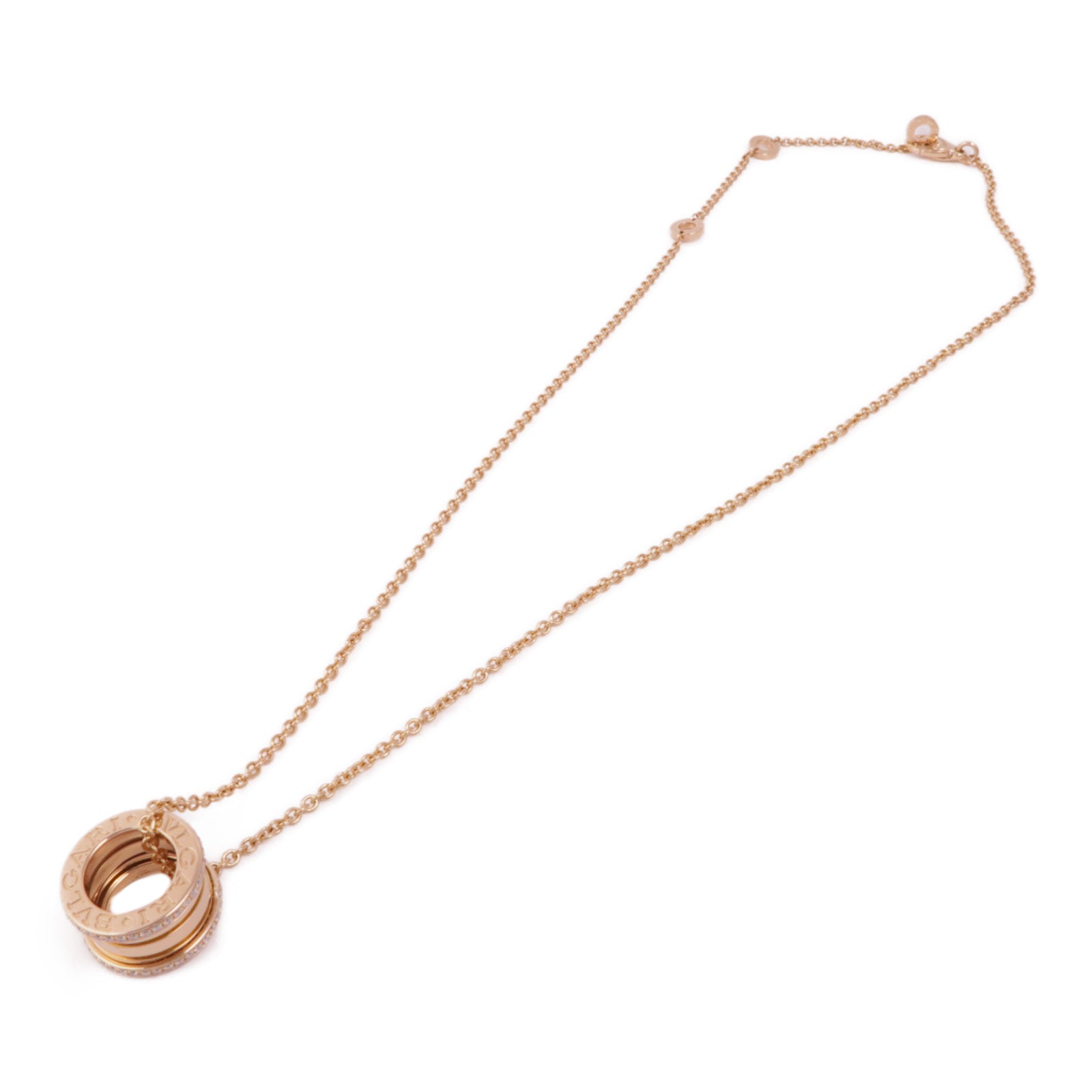 BVLGARI 18K玫瑰金B-Zero 1 Necklace鑽石項鍊