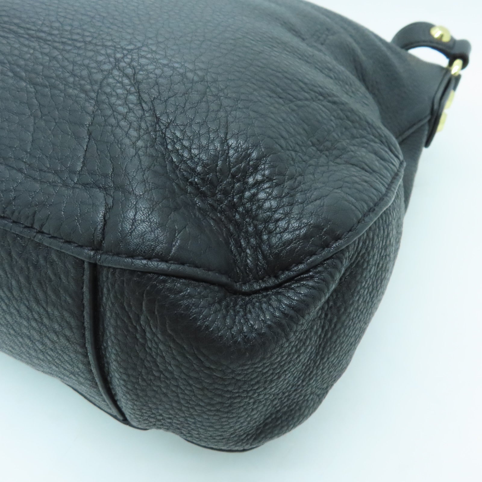 Michael Kors Leather Shoulder Bag Gold Buckle Black