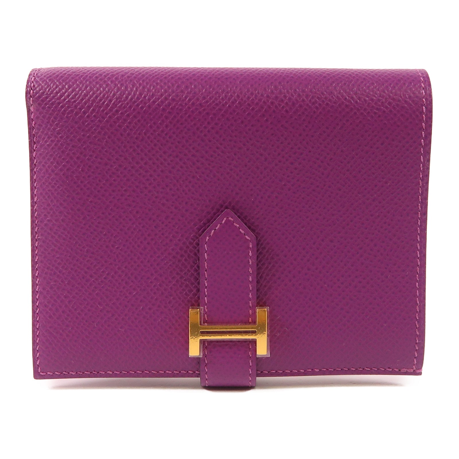HERMES Epsom皮革Bearn Wallet金扣錢包Anemone