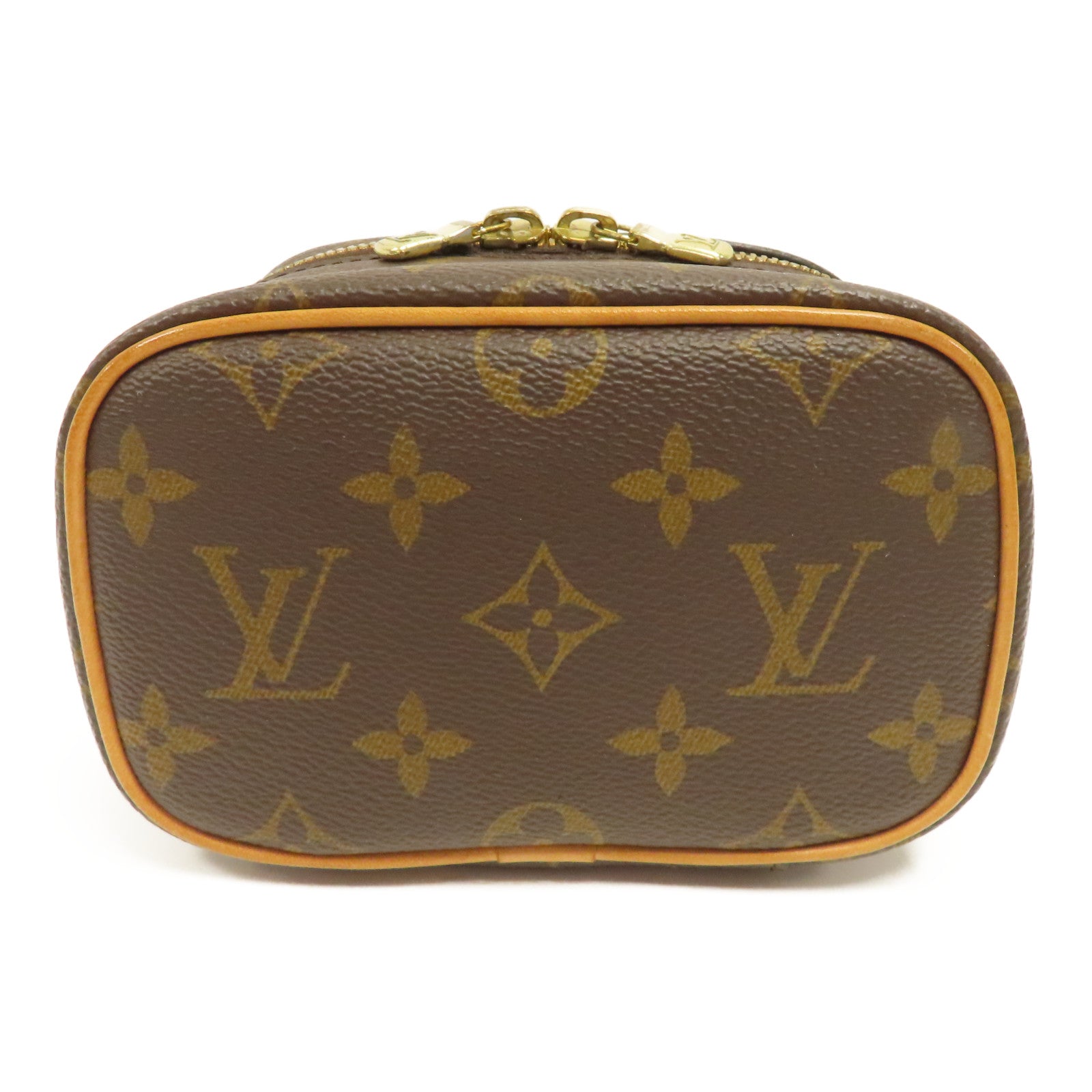 LOUIS VUITTON Monogram Nice Nano金扣手拿包啡色