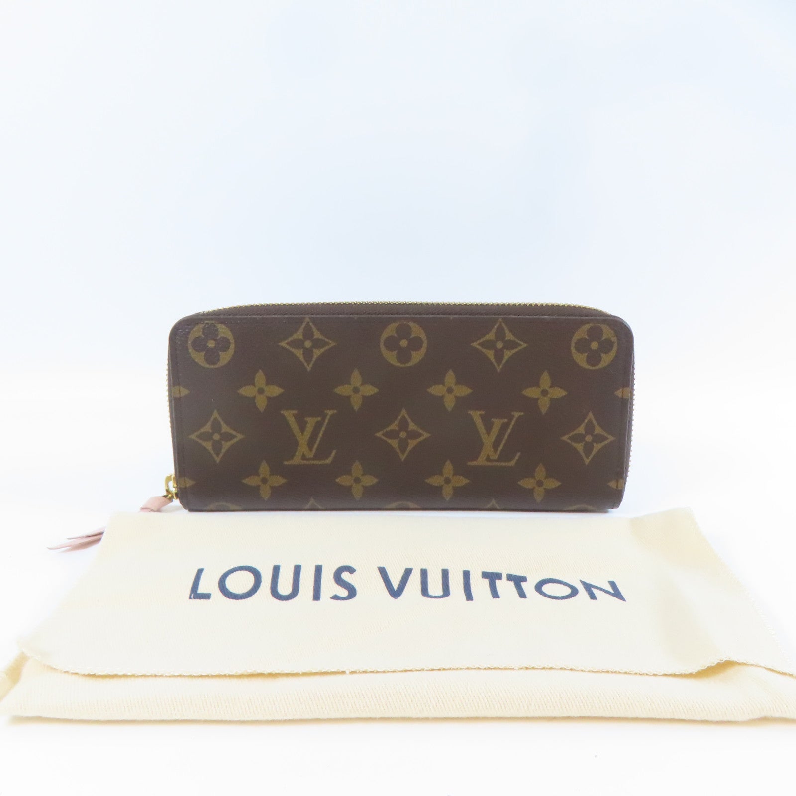 LOUIS VUITTON Monogram Long wallet金扣長錢包啡色/粉紅色