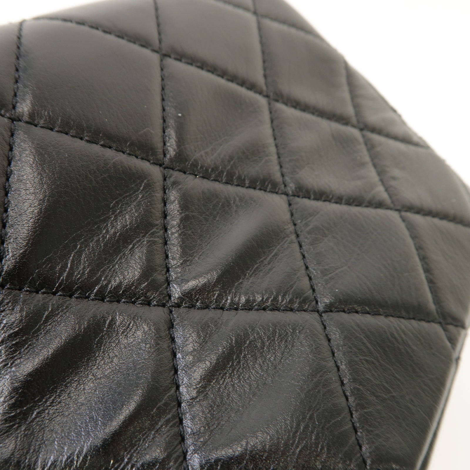 CHANEL 菱格牛皮皮革Chain Shoulder Bag金扣鏈帶肩背袋黑色