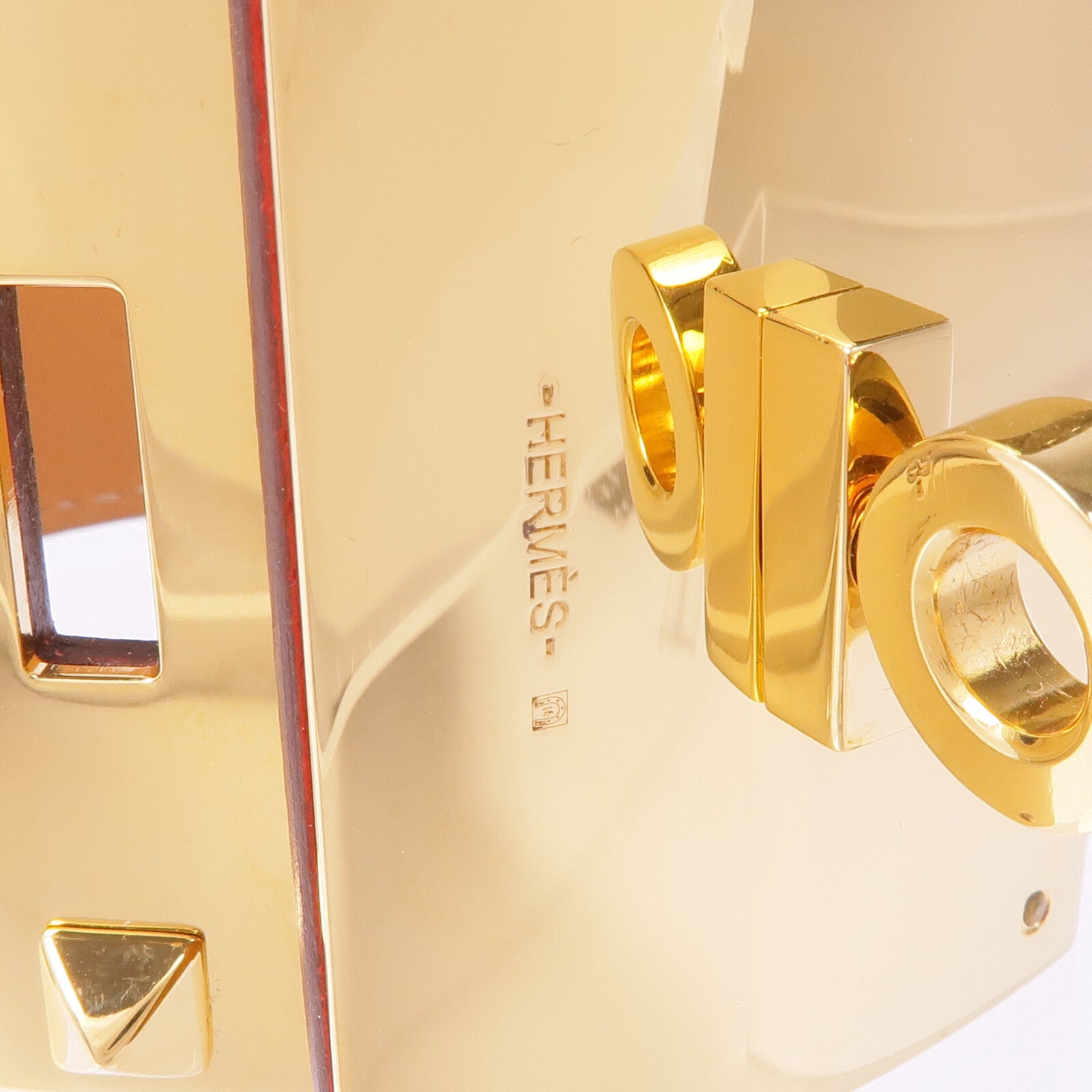 HERMES Epsom皮革Kelly Dog Extreme金扣手帶Rouge Casaque