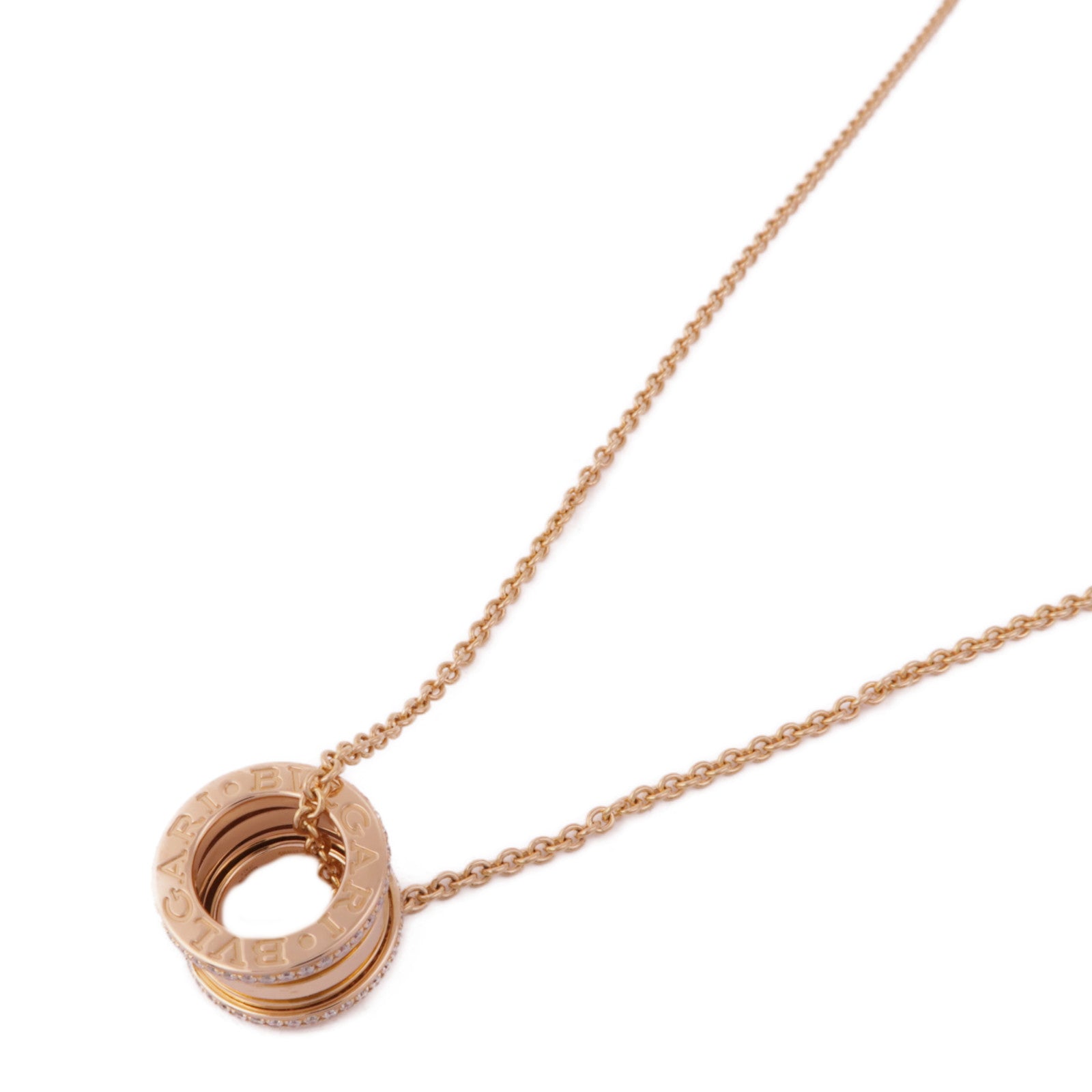 BVLGARI 18K玫瑰金B-Zero 1 Necklace鑽石項鍊