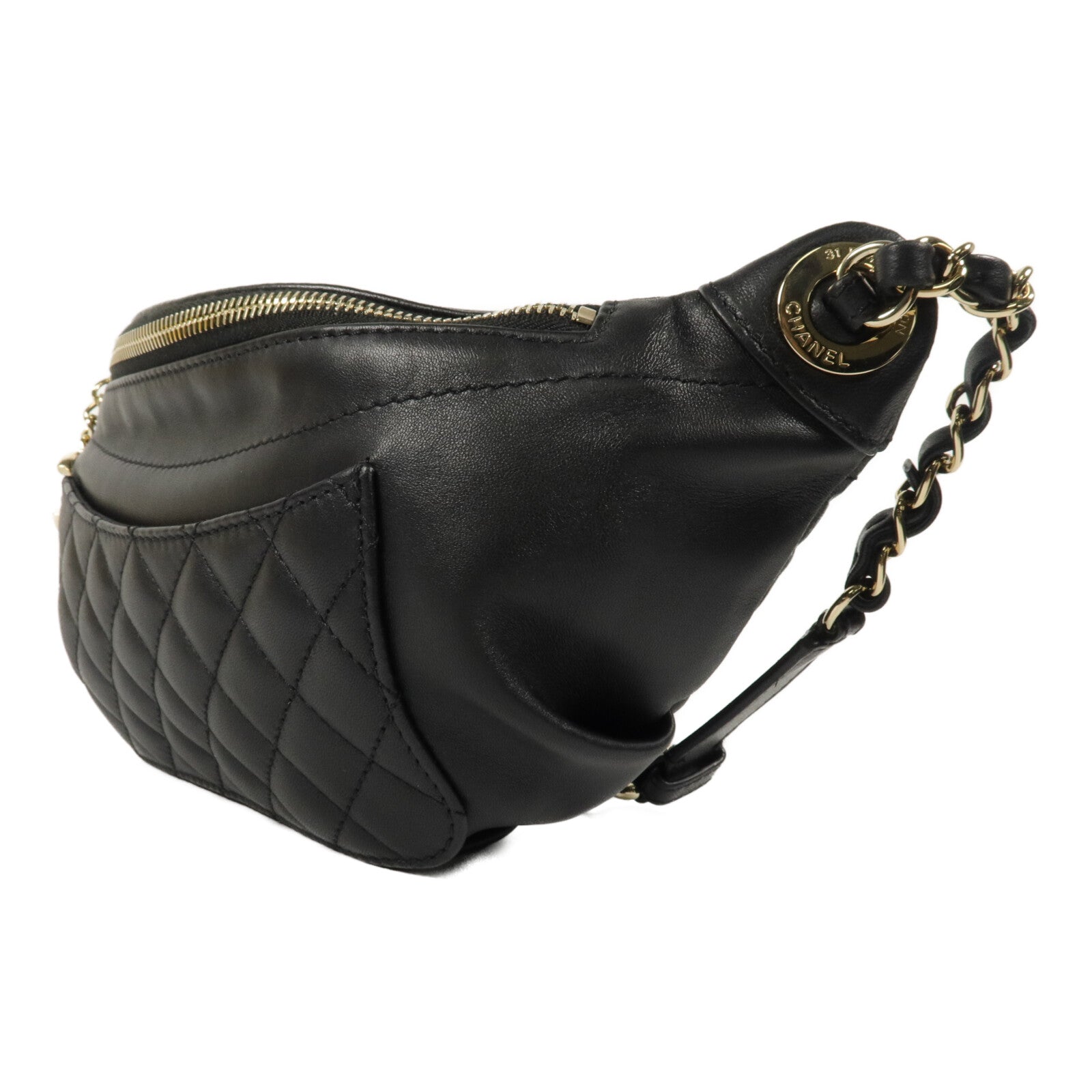 CHANEL 羊皮皮革Waist Bag鏈帶腰包