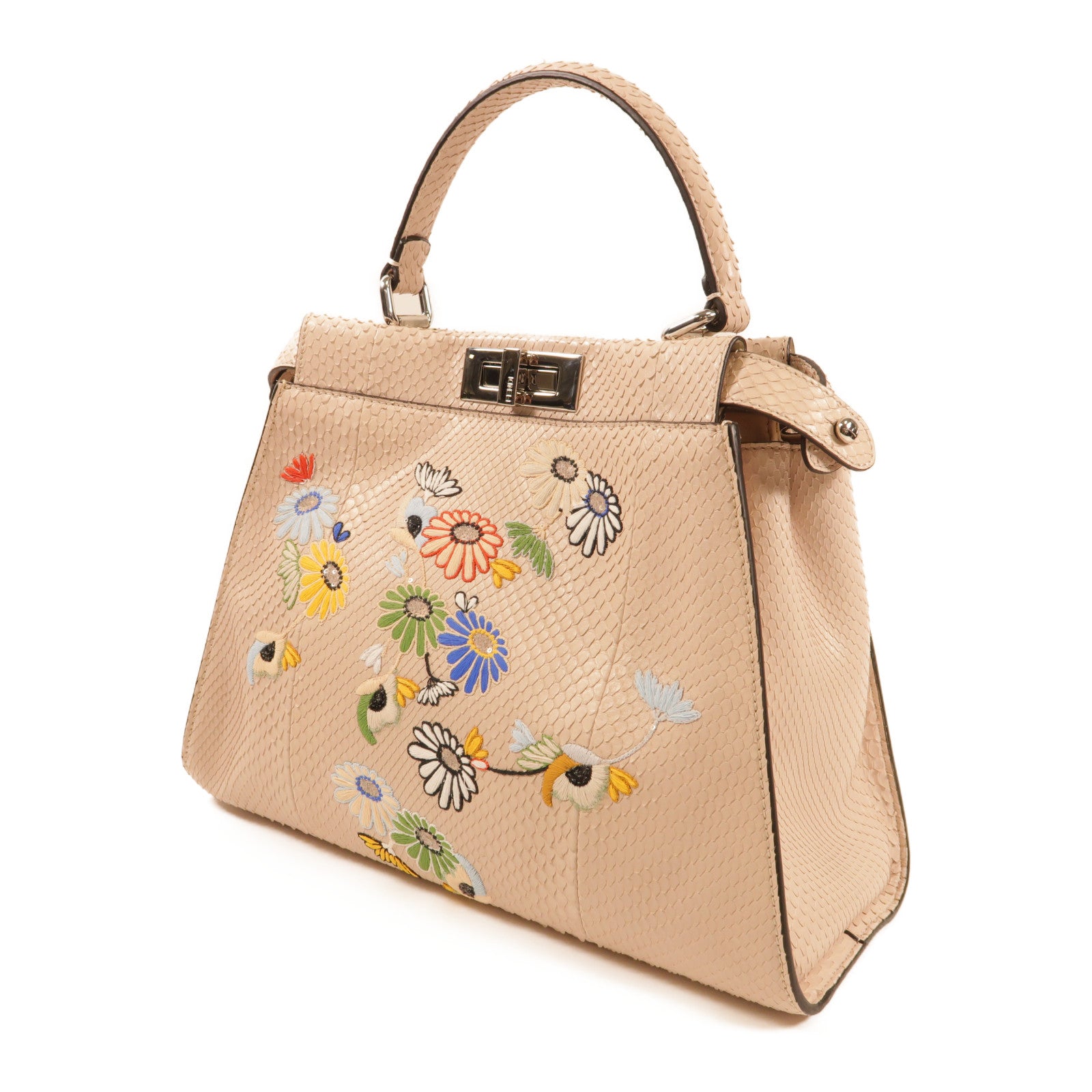 FENDI 蛇皮皮革Peekaboo手挽肩背兩用袋