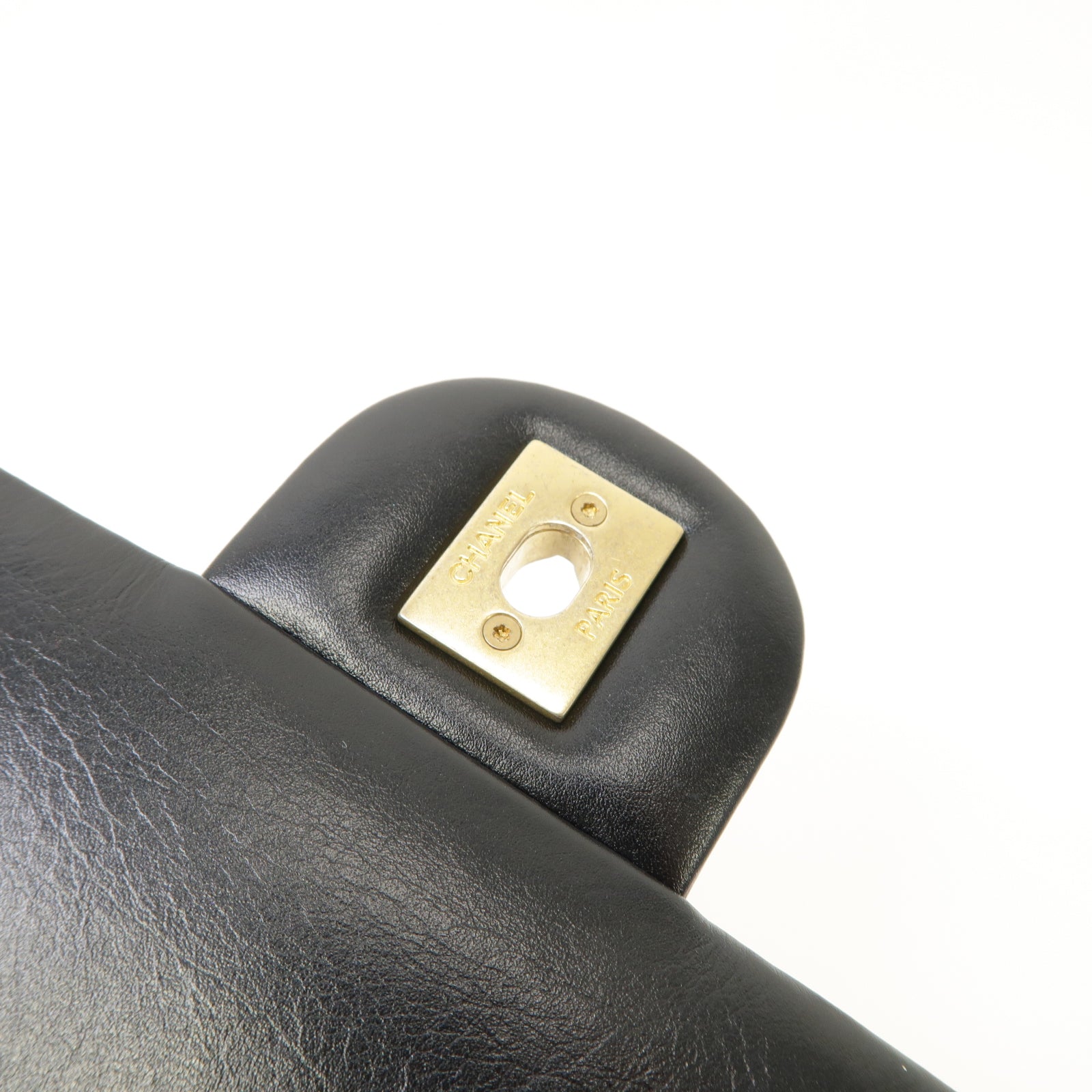 CHANEL 菱格牛皮皮革Chain Shoulder Bag金扣鏈帶肩背袋黑色