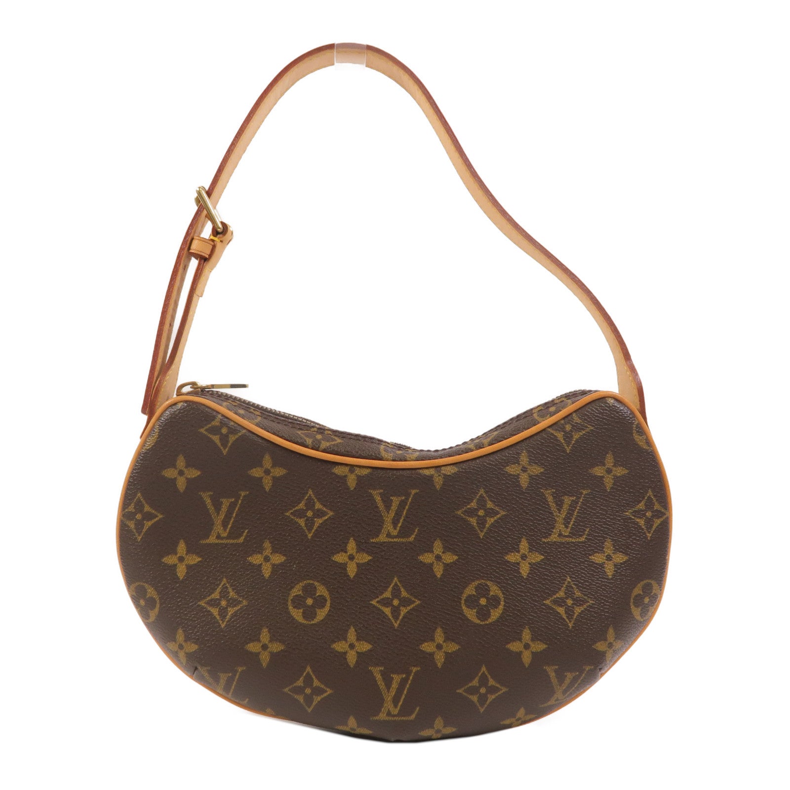 LOUIS VUITTON Monogram Pochette Croissant金扣肩背袋棕色