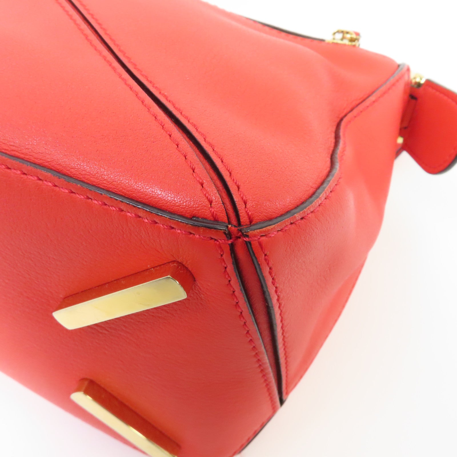 LOEWE 牛皮皮革Puzzle Small金扣手挽肩背兩用袋紅色