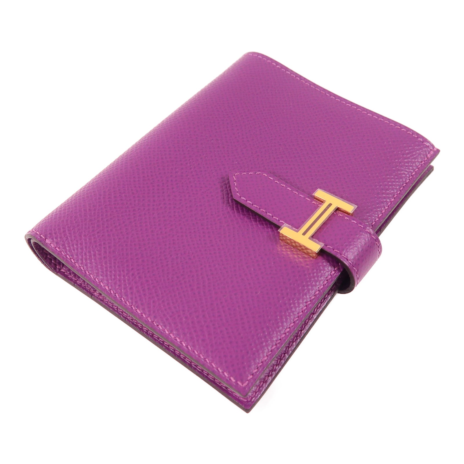 HERMES Epsom皮革Bearn Wallet金扣錢包Anemone