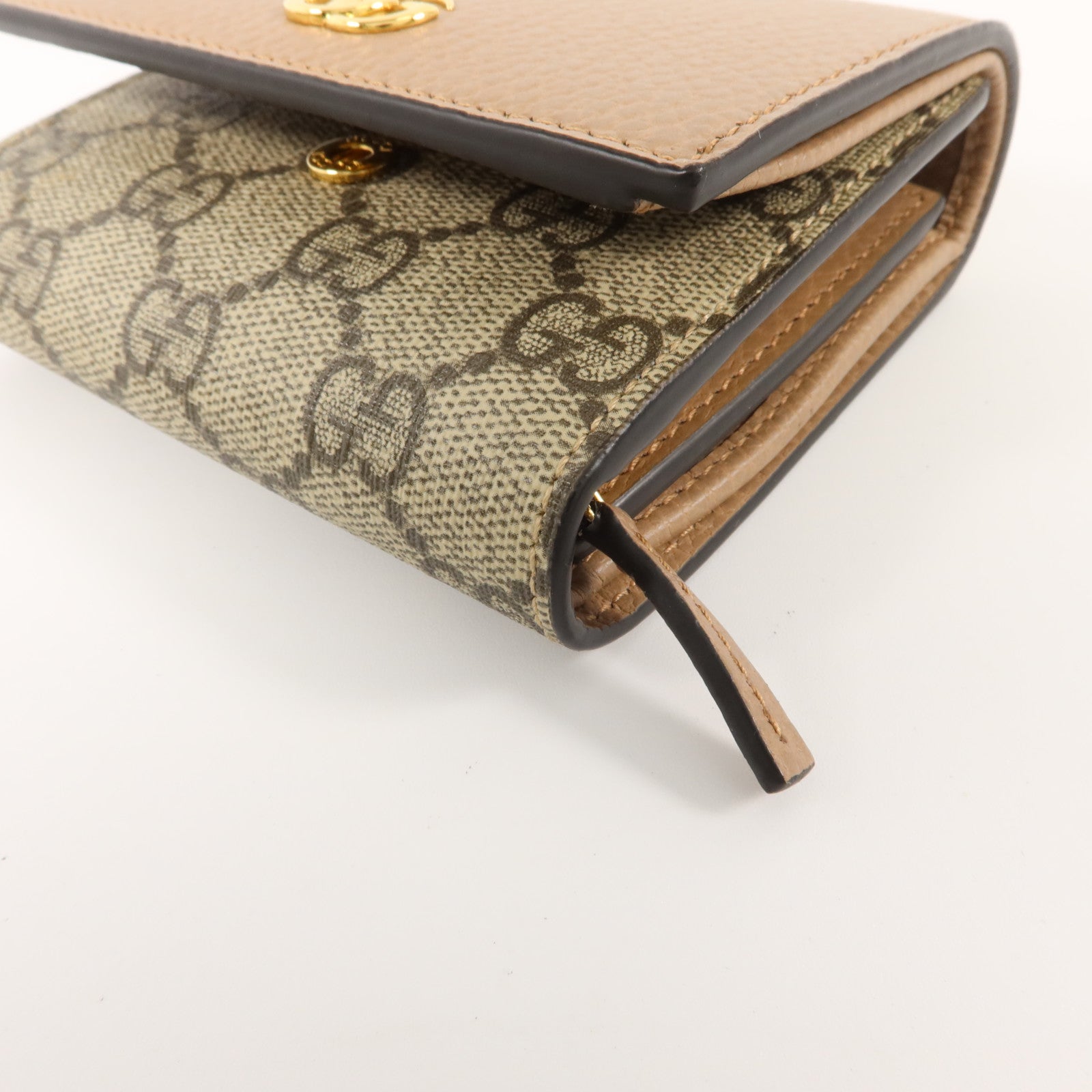 GUCCI 塗層帆布/牛皮皮革GG Marmont Medium Wallet錢包