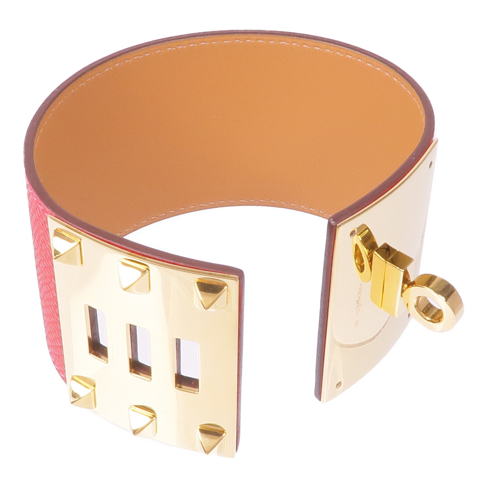 HERMES Epsom皮革Kelly Dog Extreme金扣手帶Rouge Casaque