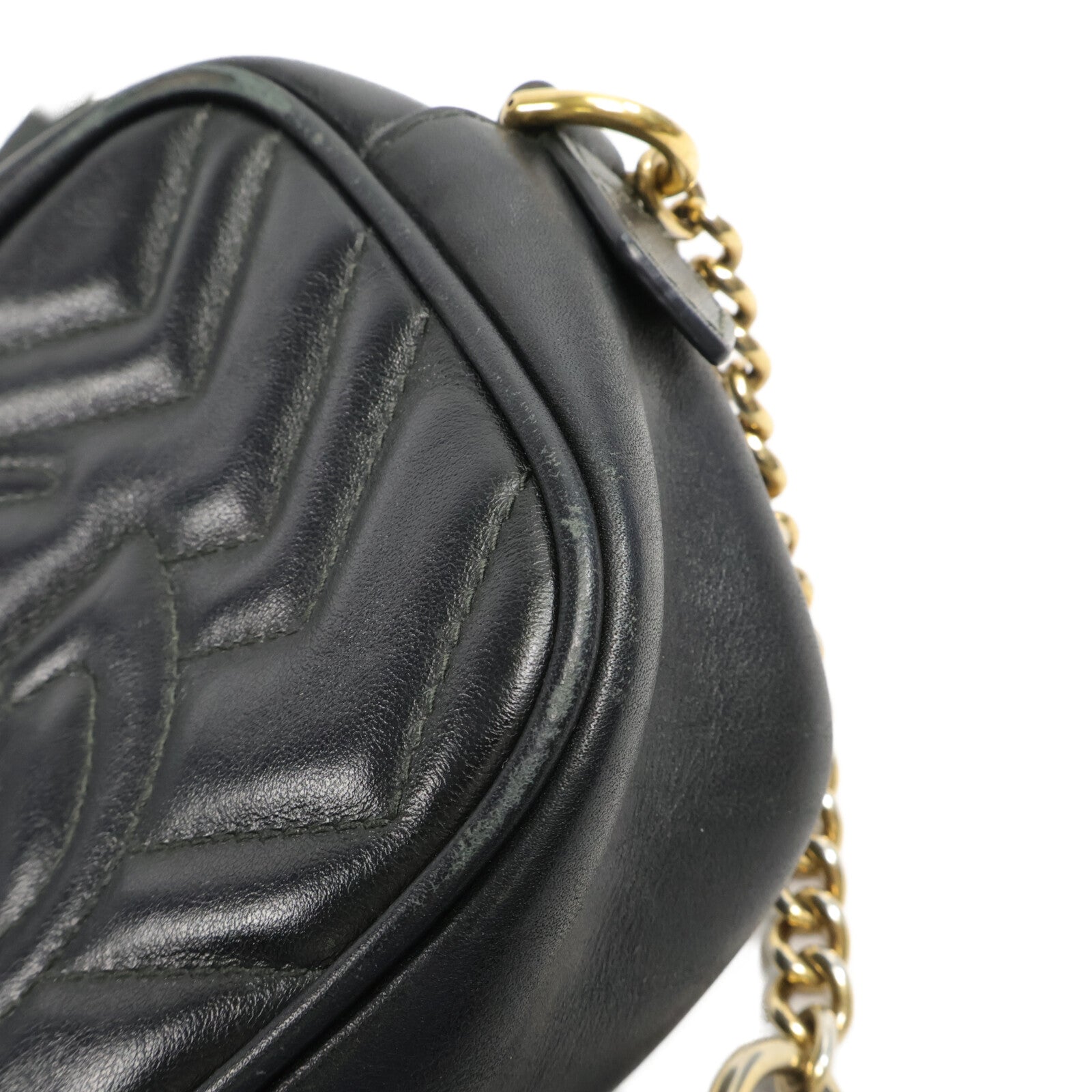 GUCCI 牛皮皮革GG Marmont Mini鏈帶肩背袋