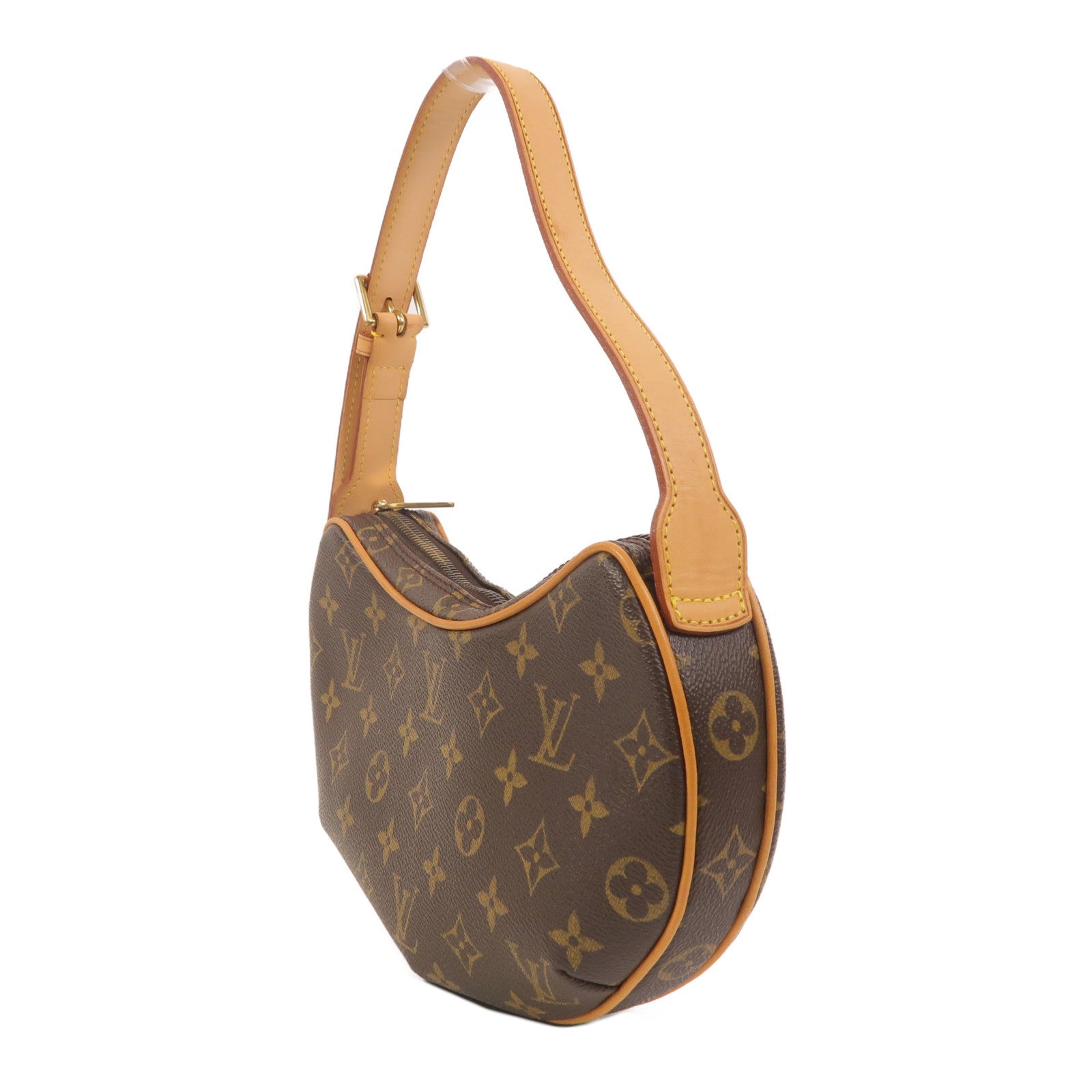 LOUIS VUITTON Monogram Pochette Croissant金扣肩背袋棕色