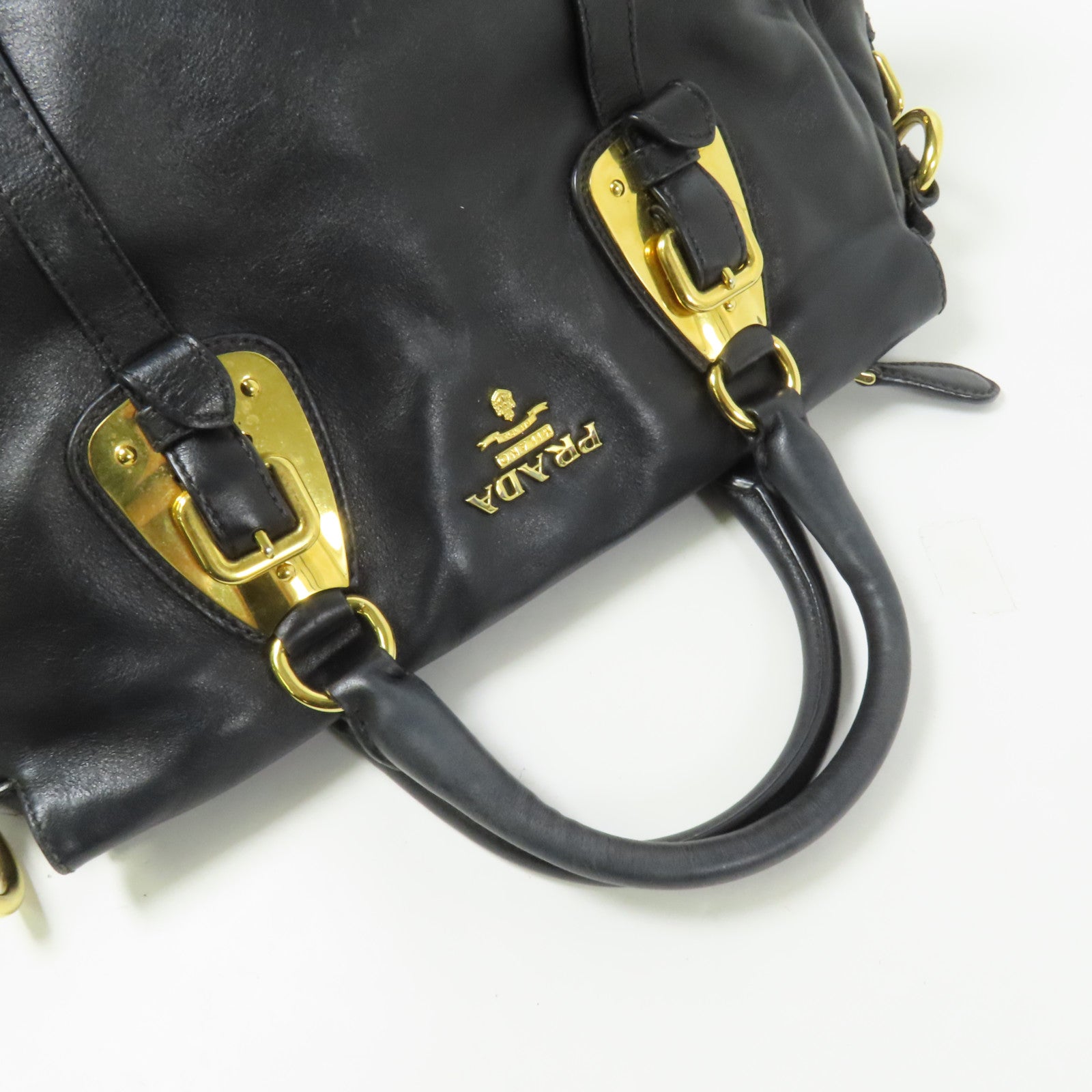 PRADA 牛皮皮革Bauletto金扣手挽袋