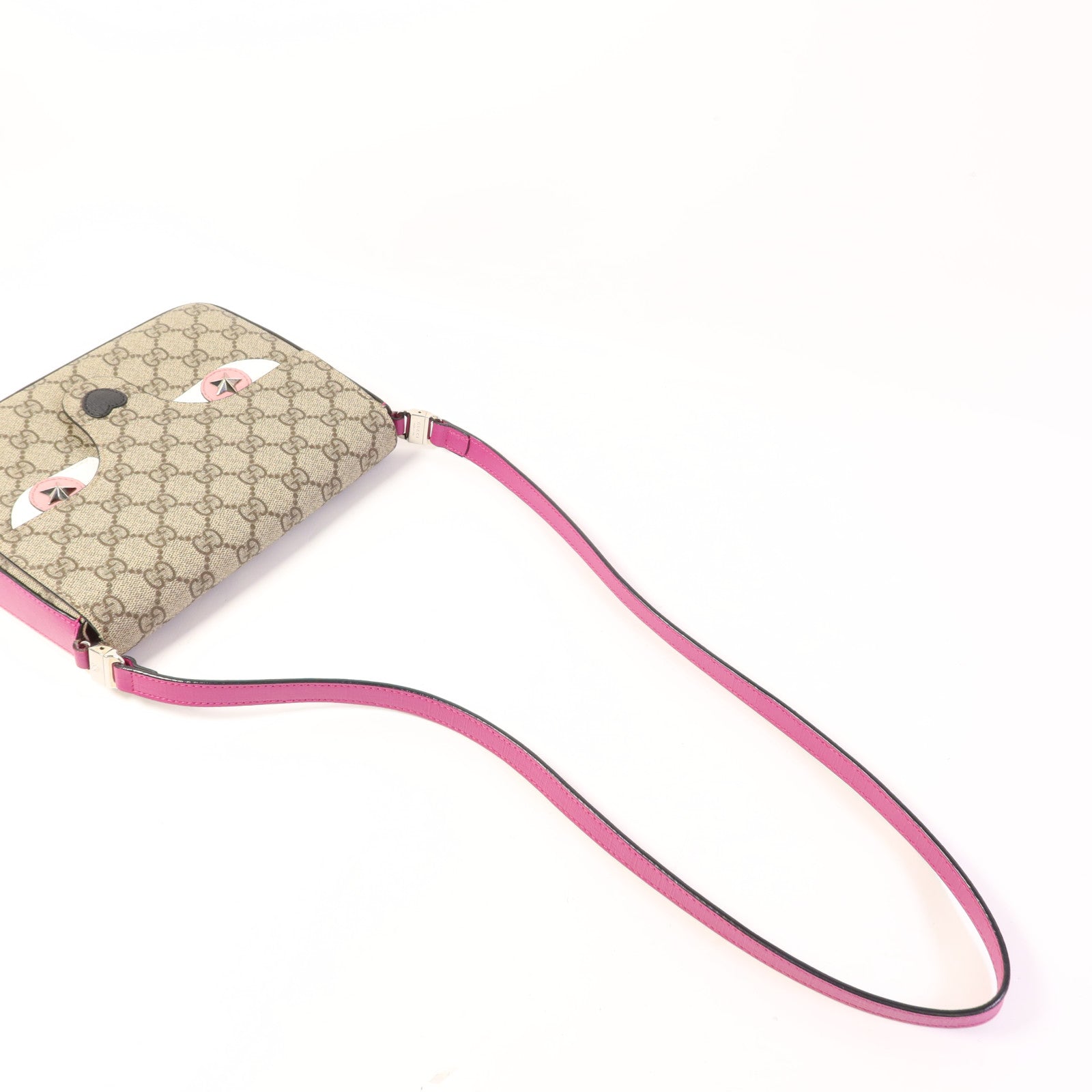 GUCCI 塗層帆布Shoulder Bag銀扣肩背袋