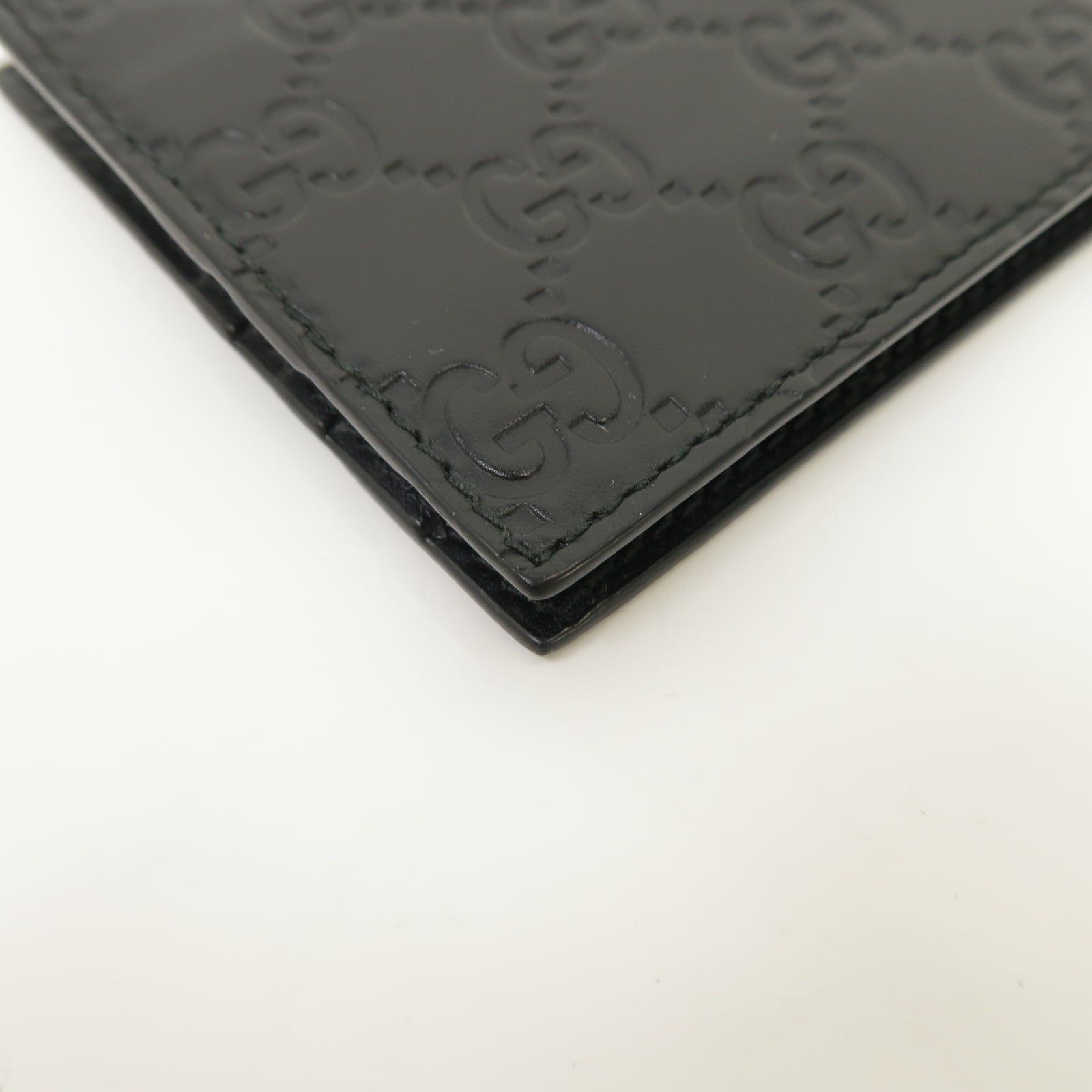 GUCCI 牛皮皮革Guccissima Money Clip Wallet銀扣錢包黑色