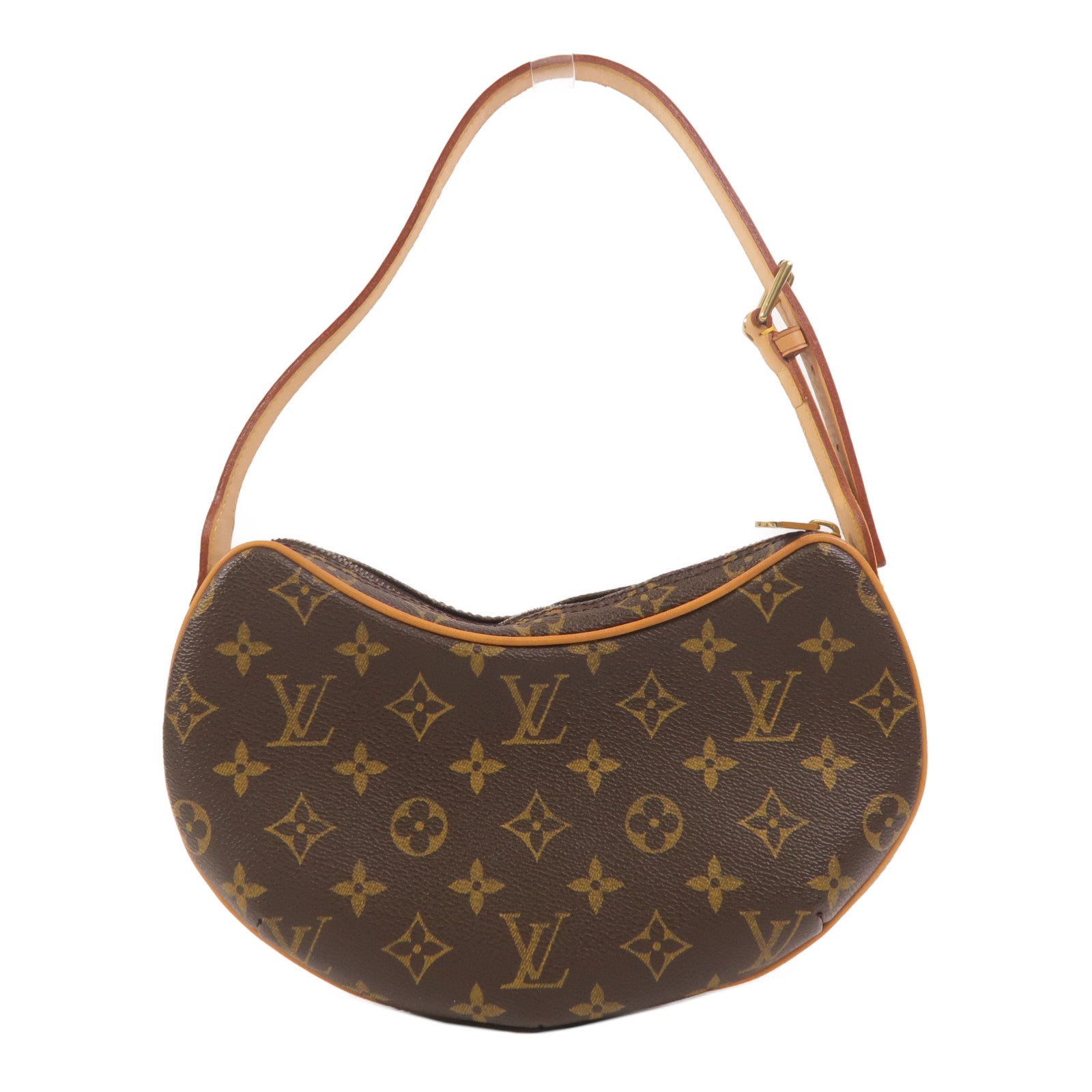 LOUIS VUITTON Monogram Pochette Croissant金扣肩背袋棕色