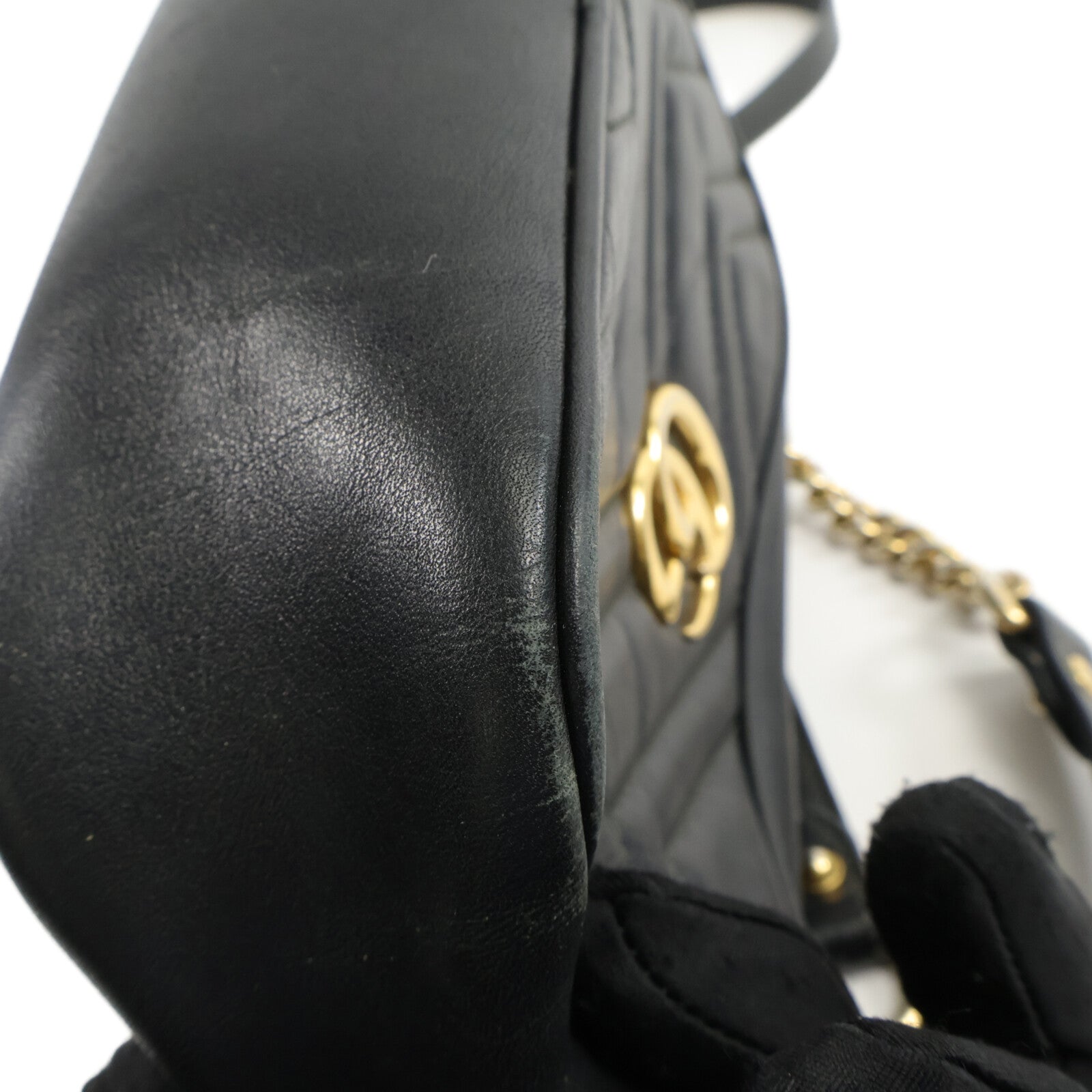 GUCCI 牛皮皮革GG Marmont Mini鏈帶肩背袋