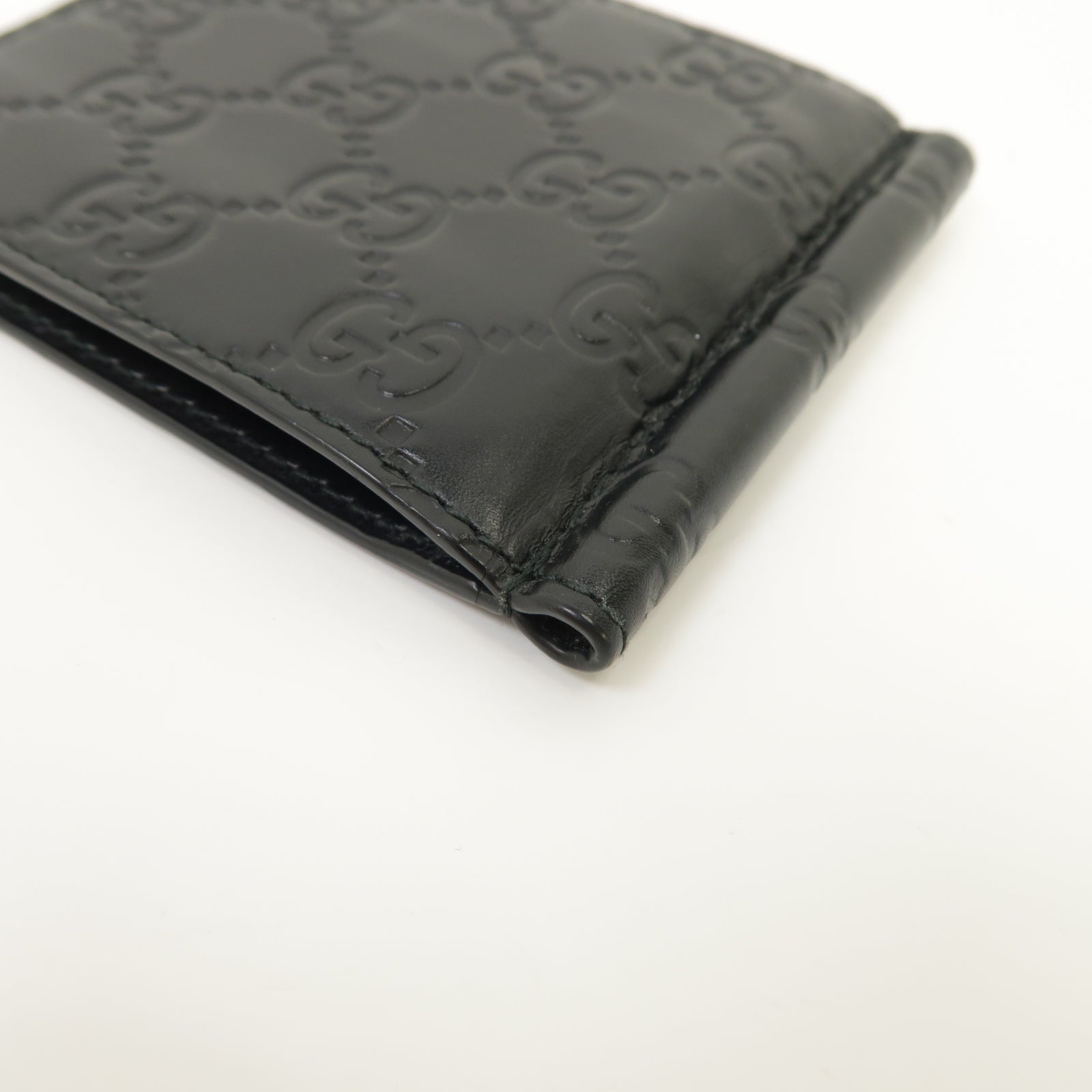 GUCCI 牛皮皮革Guccissima Money Clip Wallet銀扣錢包黑色