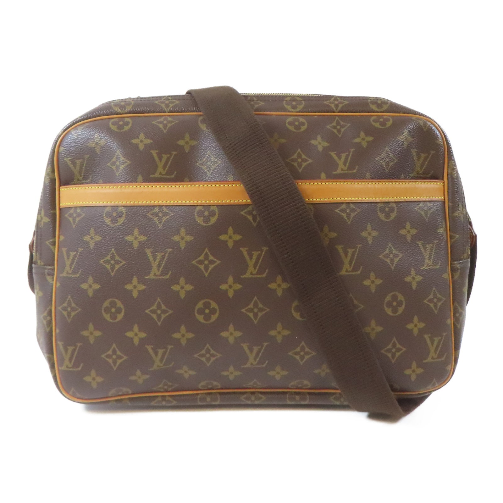 LOUIS VUITTON Monogram Reporter GM金扣肩背袋啡色