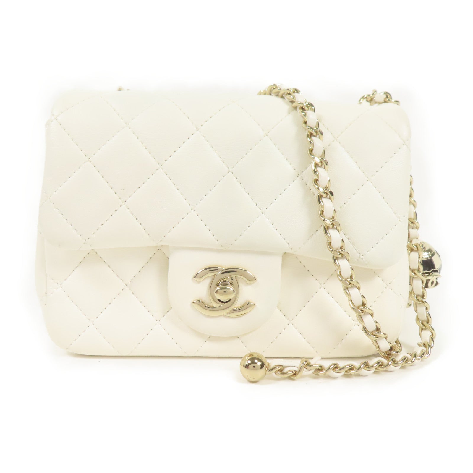 CHANEL 羊皮皮革Classic Mini 17cm金扣鏈帶肩背袋