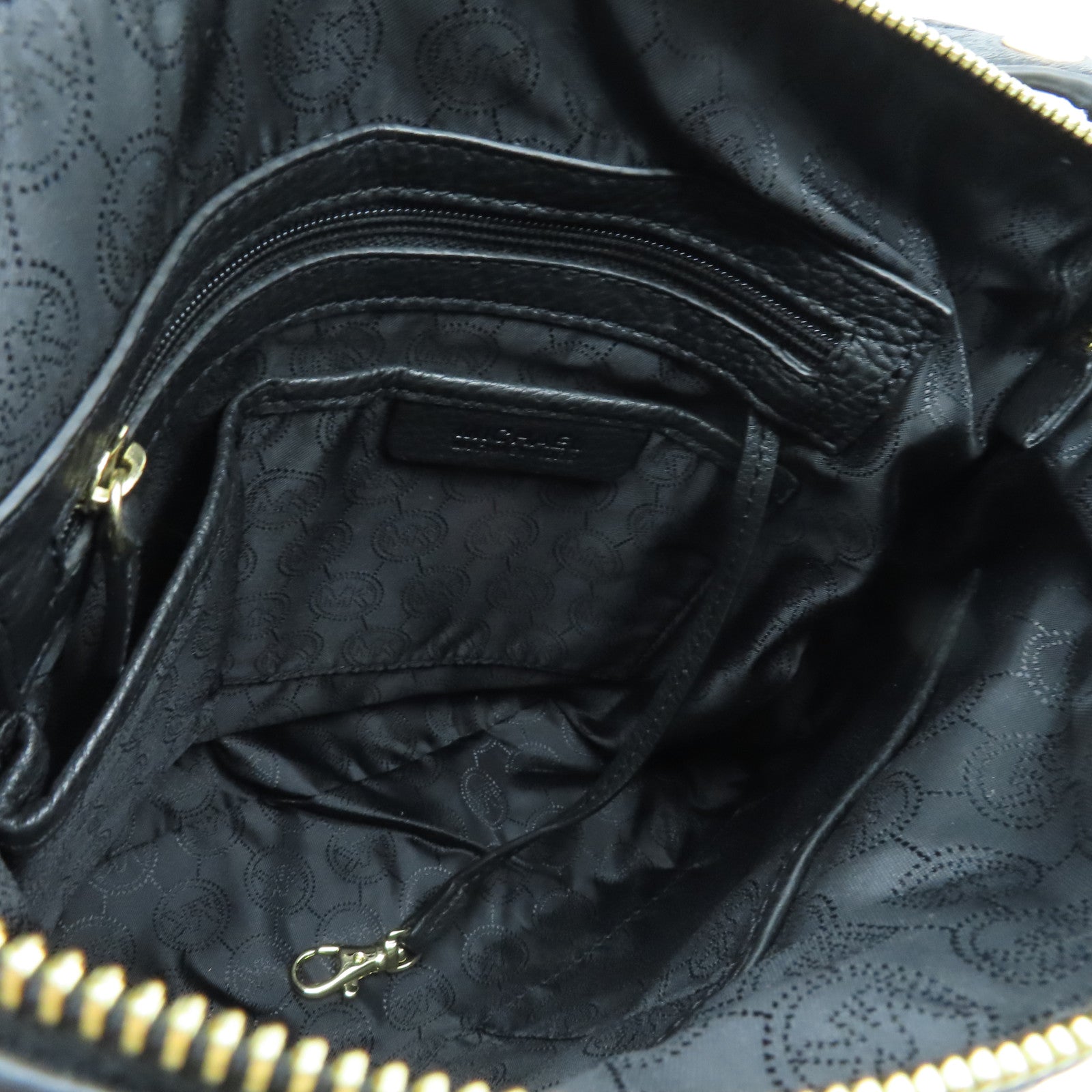 Michael Kors Leather Shoulder Bag Gold Buckle Black