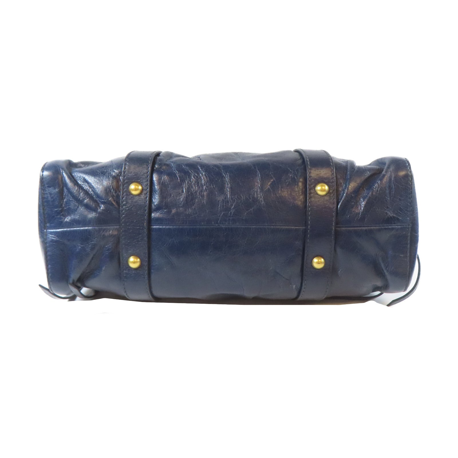 Miu Miu 牛皮皮革Shoulder Bag金扣肩背袋深藍色