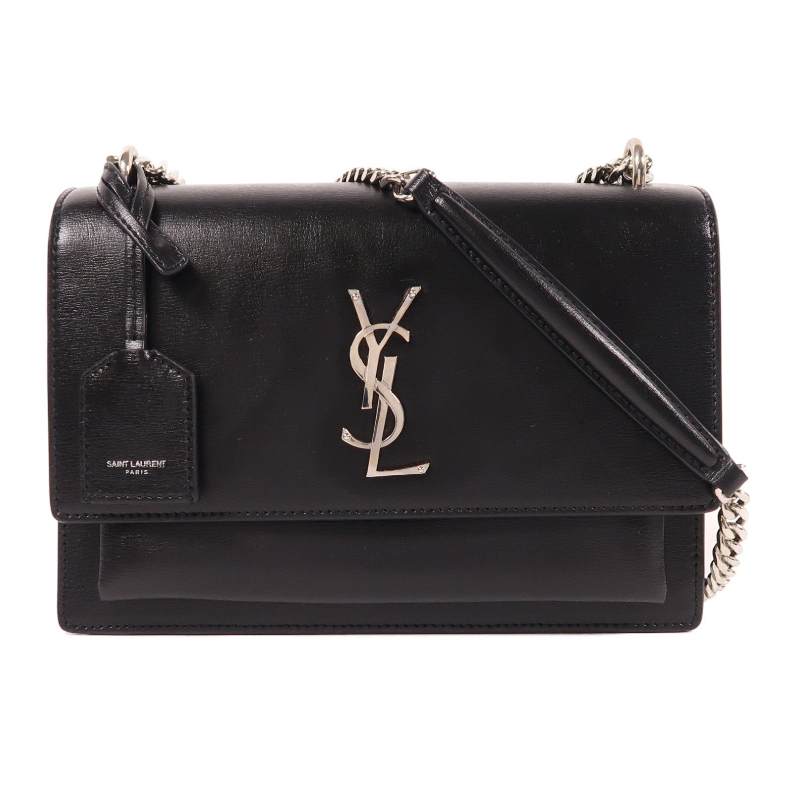 SAINT LAURENT 牛皮皮革Sunset Medium銀扣鏈帶肩背袋