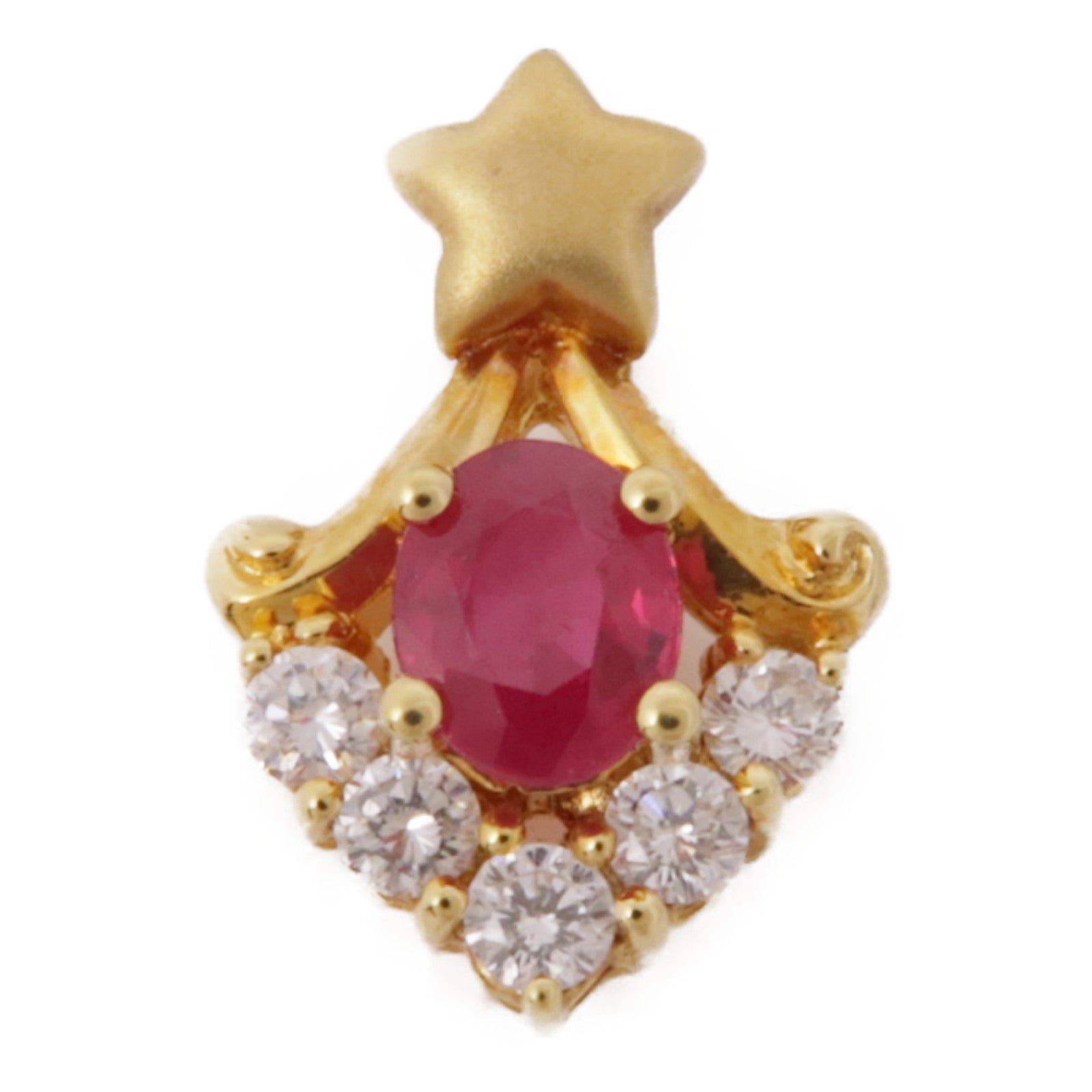 JEWELRY 18K黃金Ruby/Diamond Pendant Top紅寶石/鑽石吊墜