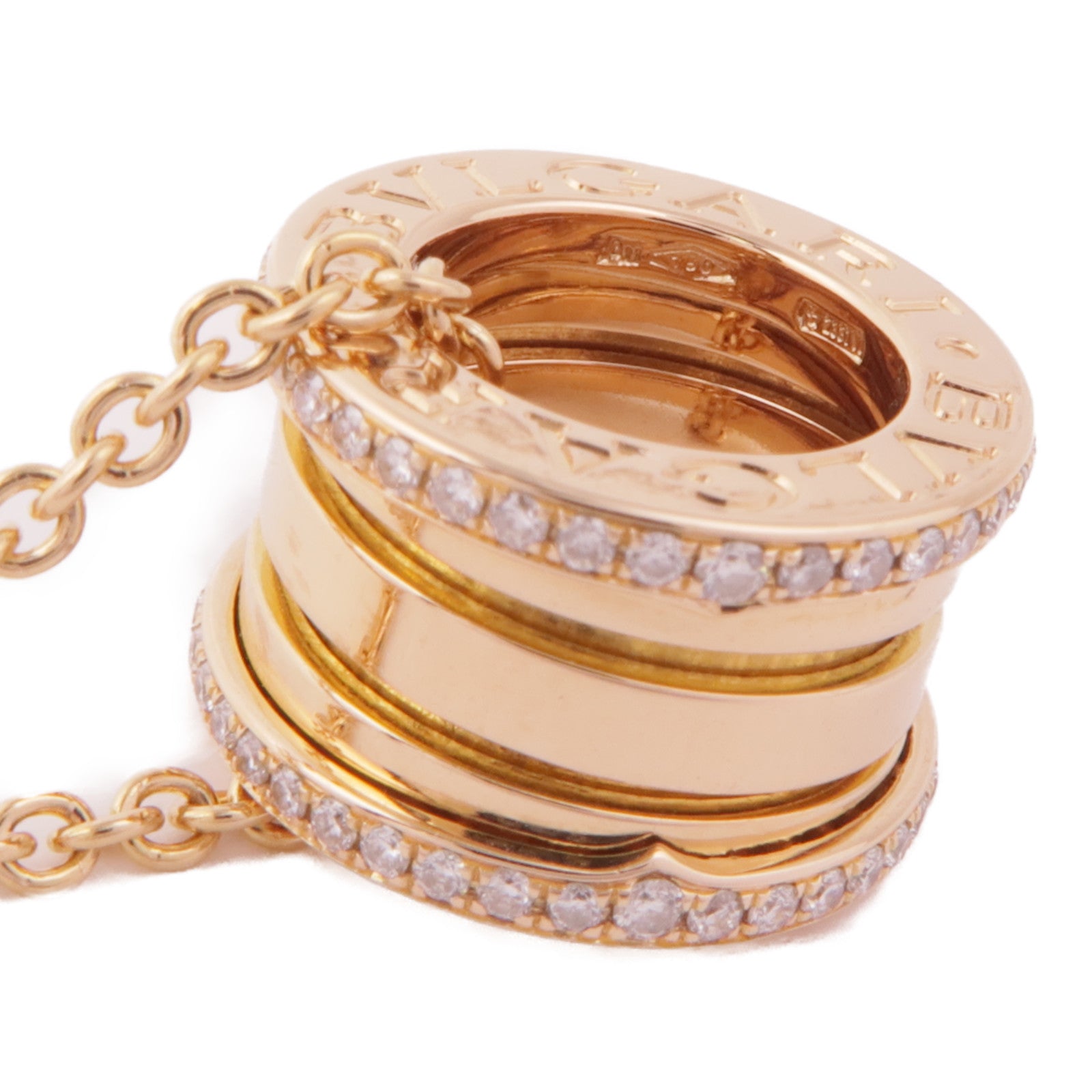 BVLGARI 18K玫瑰金B-Zero 1 Necklace鑽石項鍊