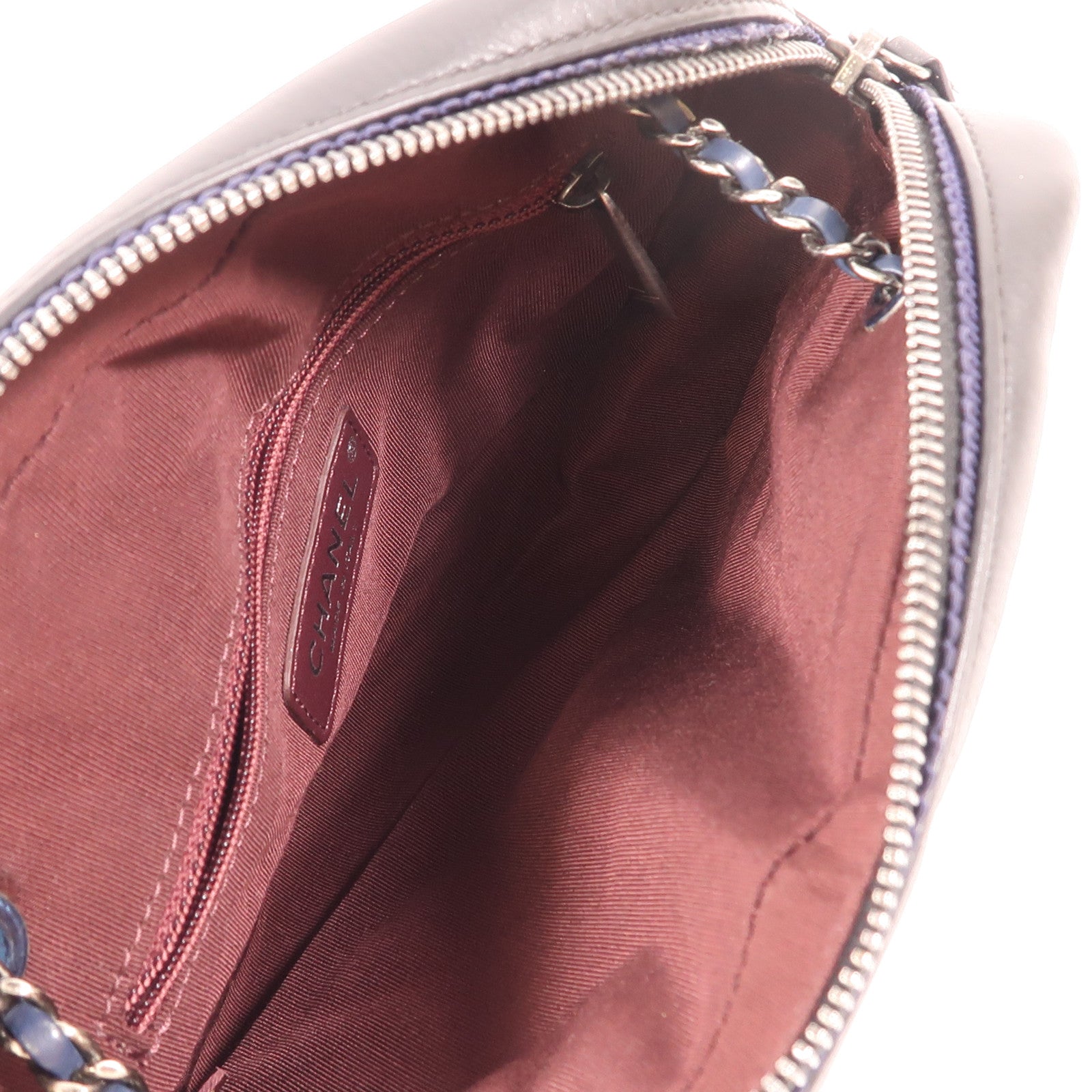 CHANEL 牛皮皮革Chain Shoulder銀扣鏈帶肩背袋