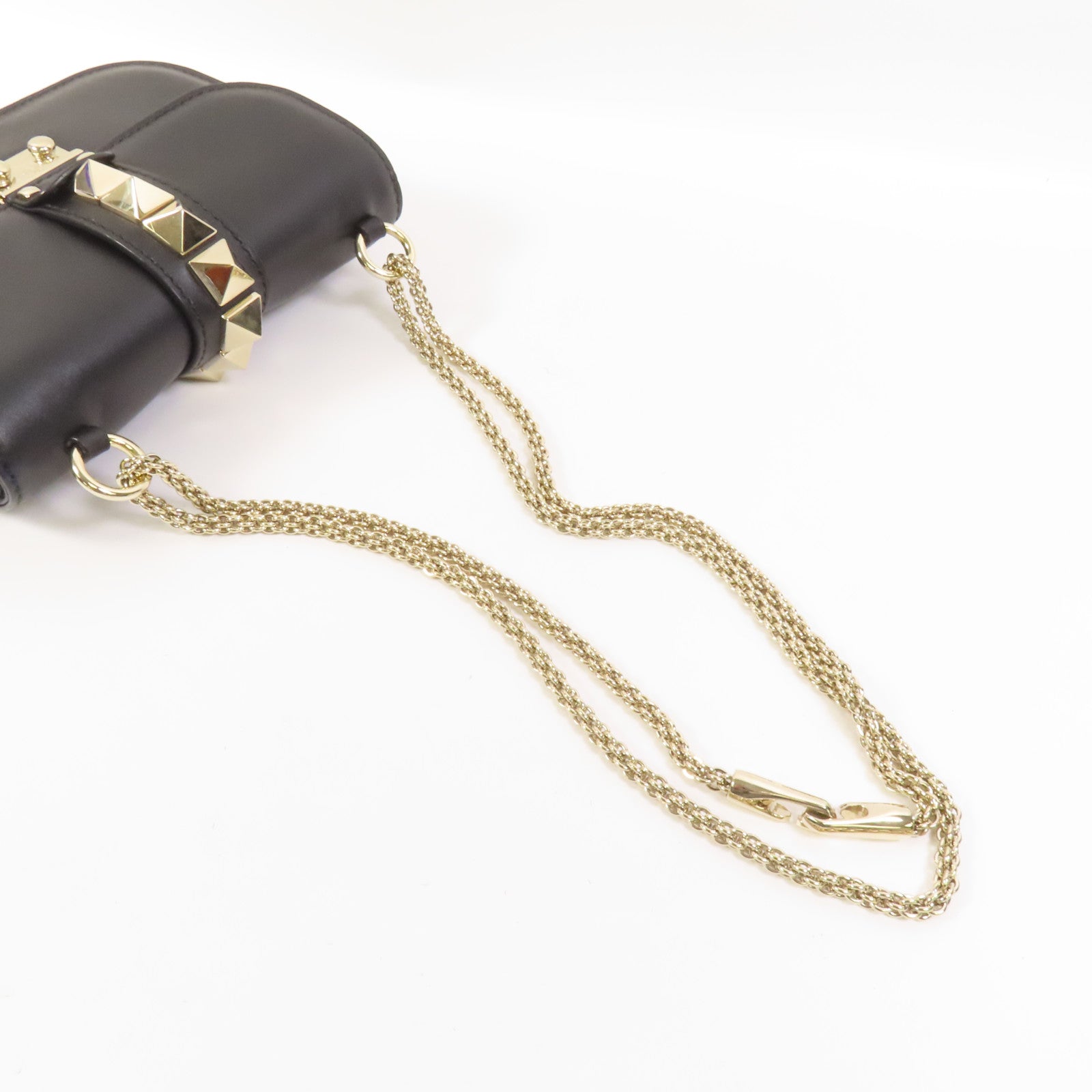 Valentino 牛皮皮革Mini Rockstud Glam Lock金扣肩背袋