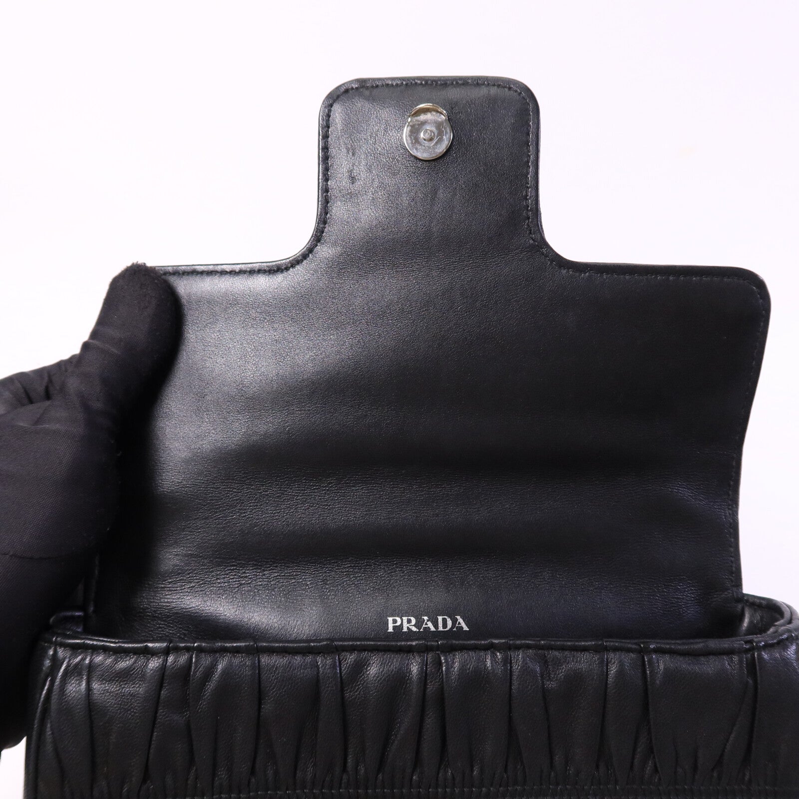 PRADA 羊皮皮革Shoulder Bag鏈帶肩背袋