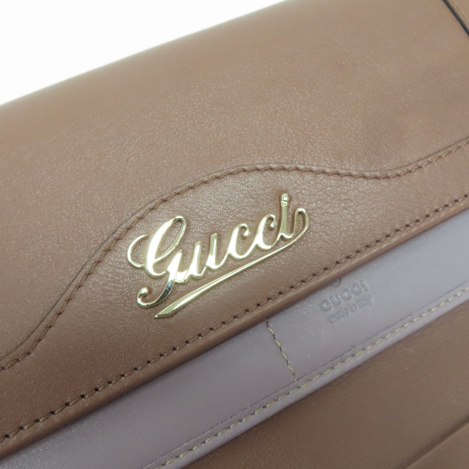 GUCCI 【激減優惠】牛皮皮革Long Wallet金扣長錢包啡色