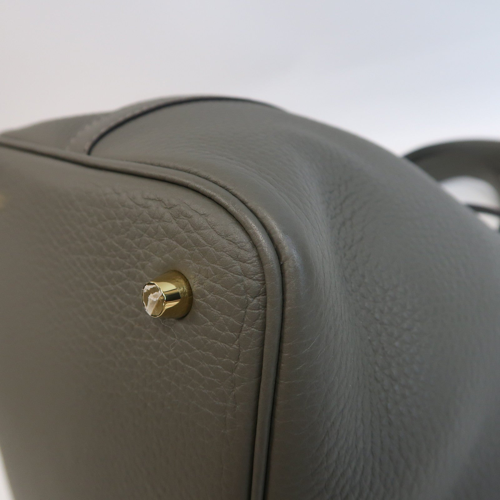 HERMES Clemence皮革Picotin MM金扣手挽袋Gris Meyer/灰色