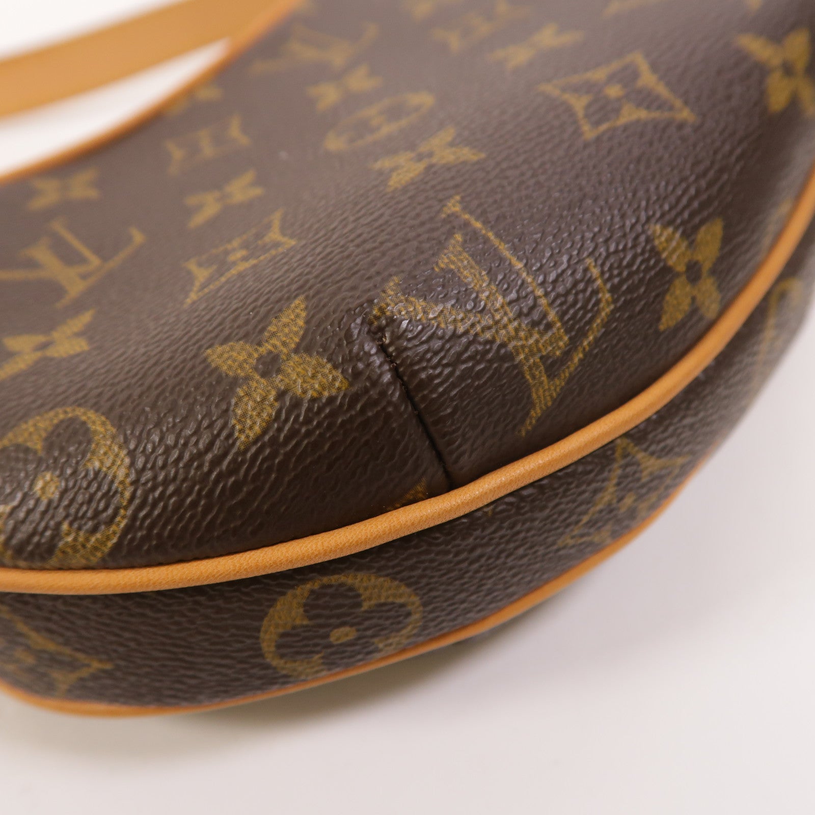 LOUIS VUITTON Monogram Pochette Croissant金扣肩背袋棕色