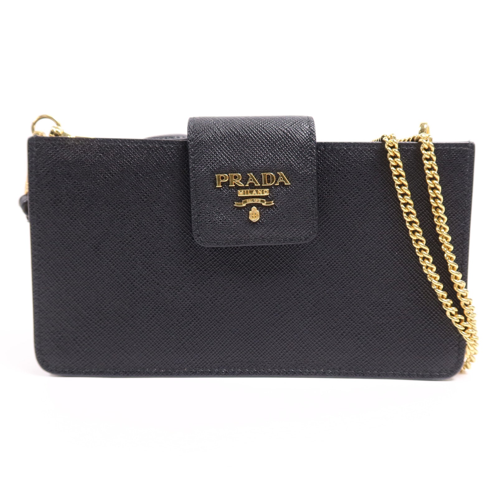 PRADA 牛皮皮革Phone Case金扣鏈帶肩背袋