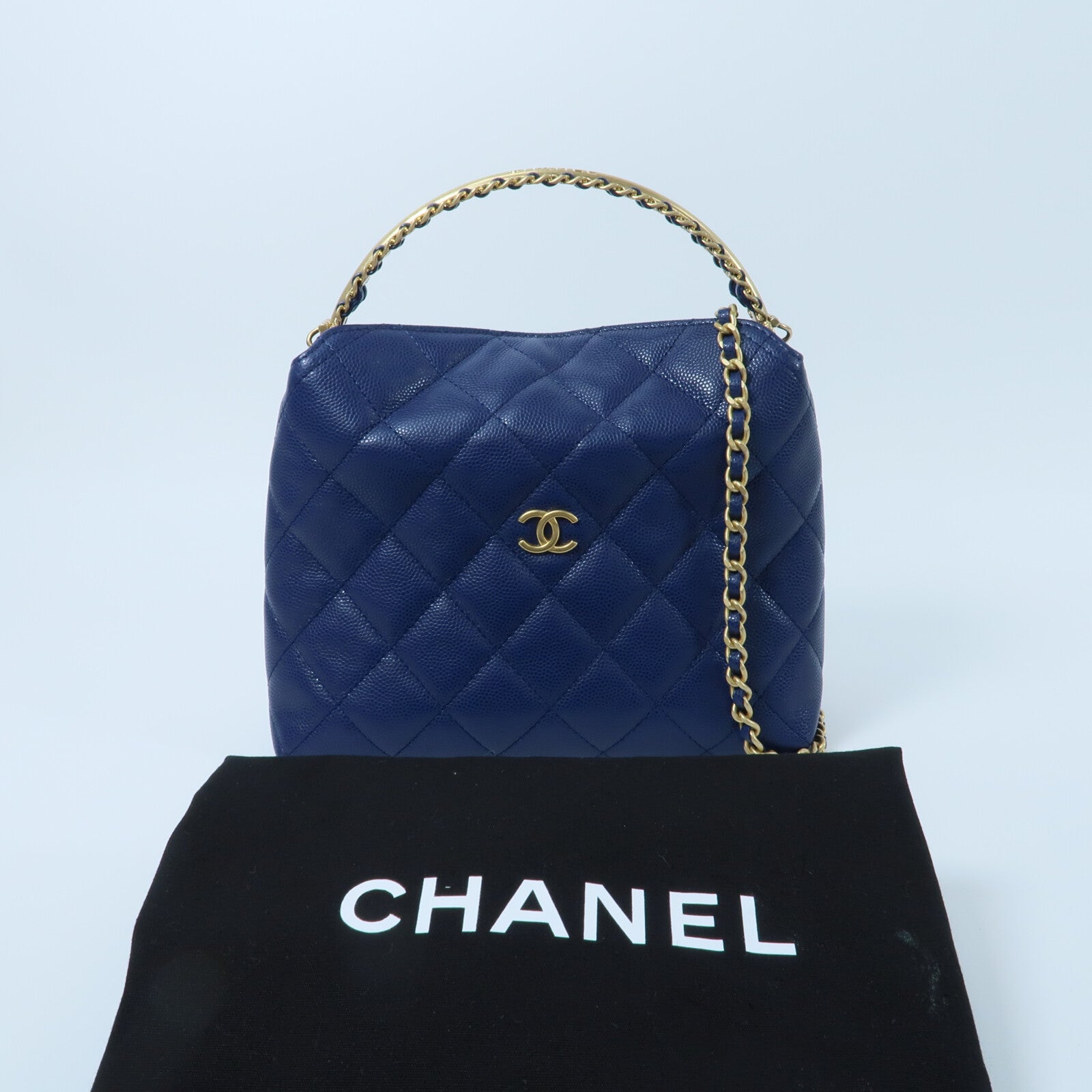 CHANEL 牛皮皮革2 Way Shoulder鏈帶手挽肩背兩用袋