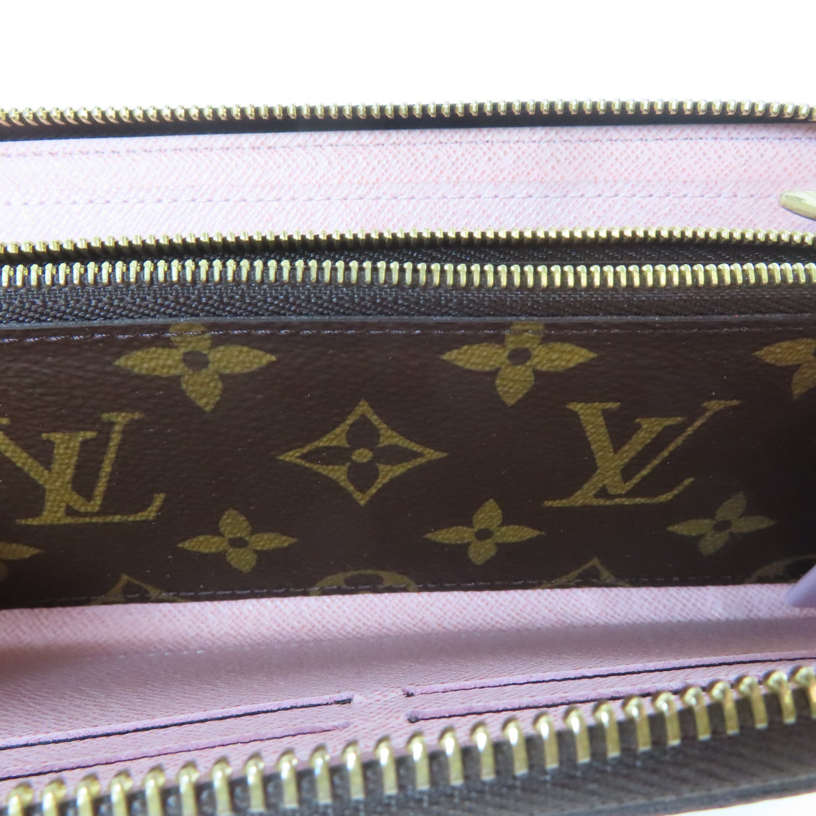 LOUIS VUITTON Monogram Long wallet金扣長錢包啡色/粉紅色