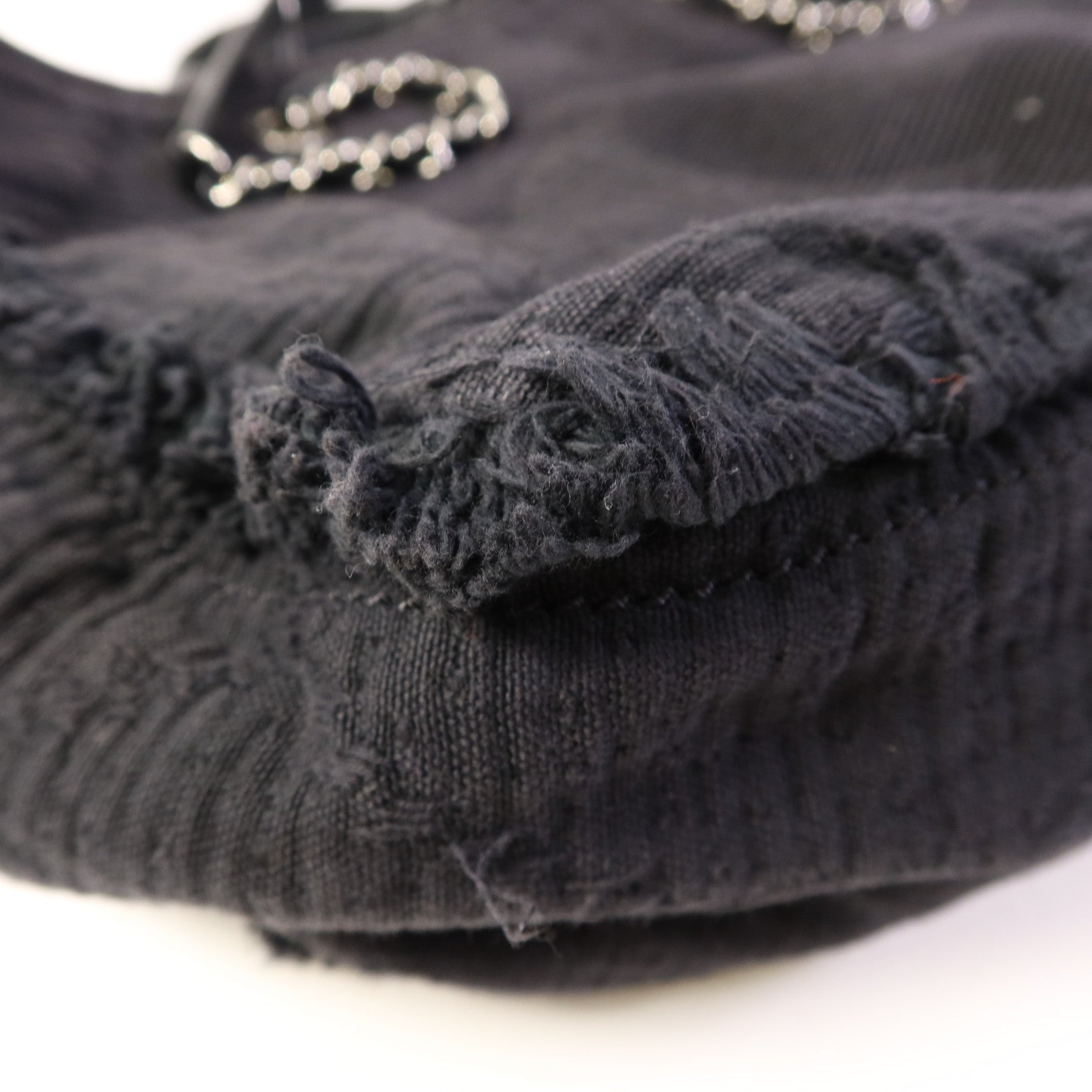 CHANEL 布料2 Way Shoulder Bag銀扣手挽肩背兩用袋