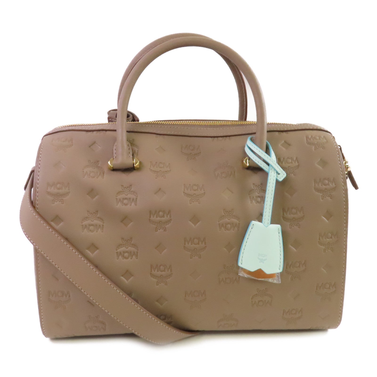 MCM 牛皮皮革2Way Shoulder Bag金扣手挽肩背兩用袋灰色