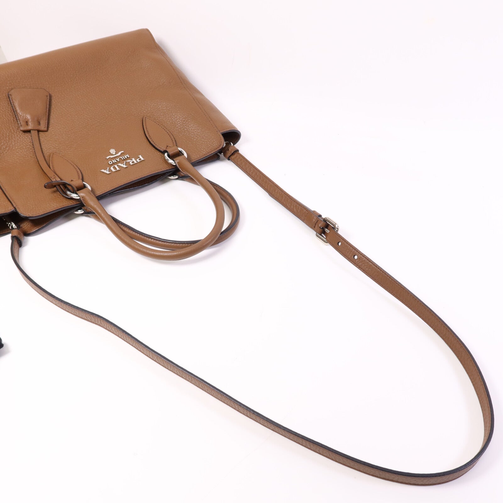 PRADA 牛皮皮革2 Way Shoulder Bag銀扣手挽肩背兩用袋
