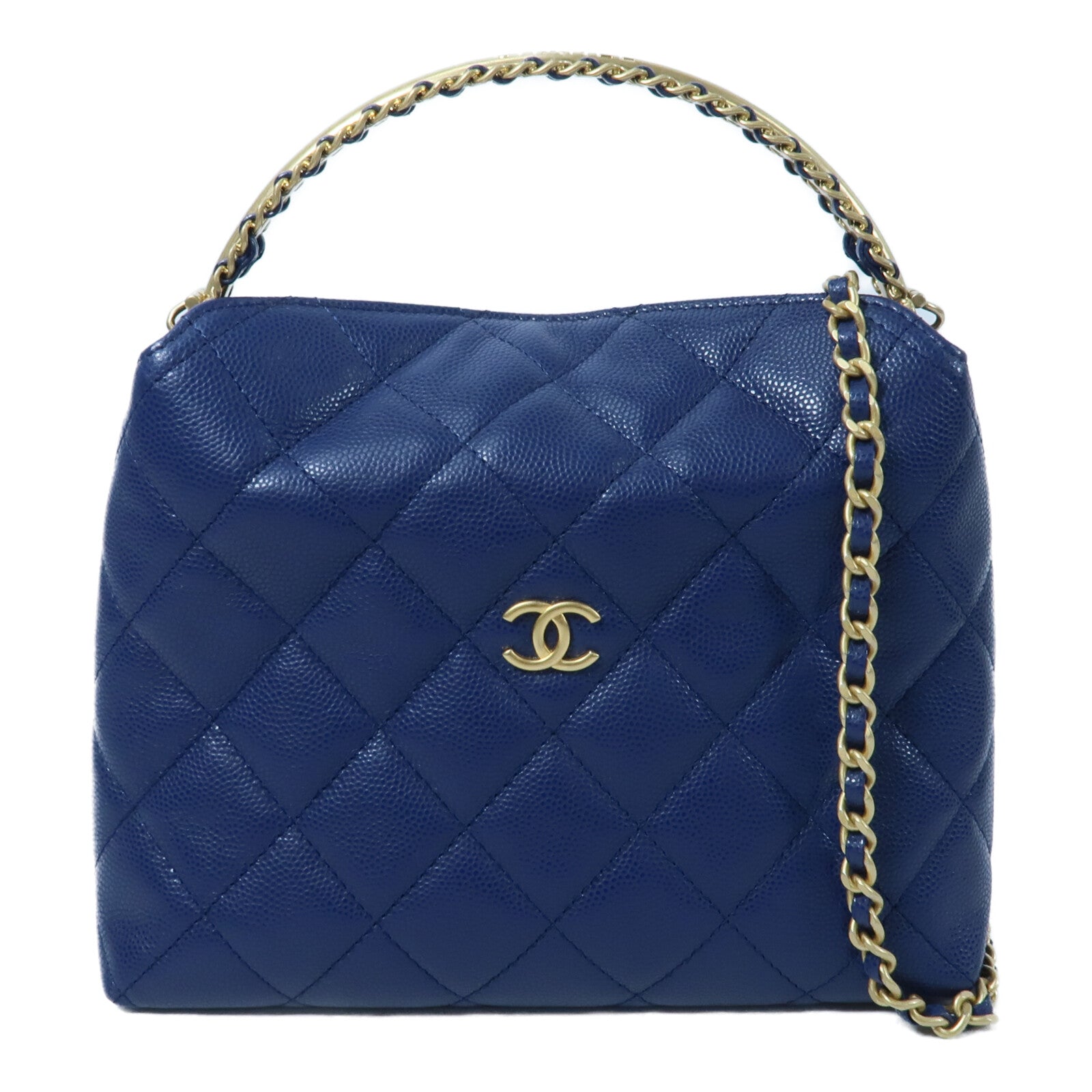 CHANEL 牛皮皮革2 Way Shoulder鏈帶手挽肩背兩用袋