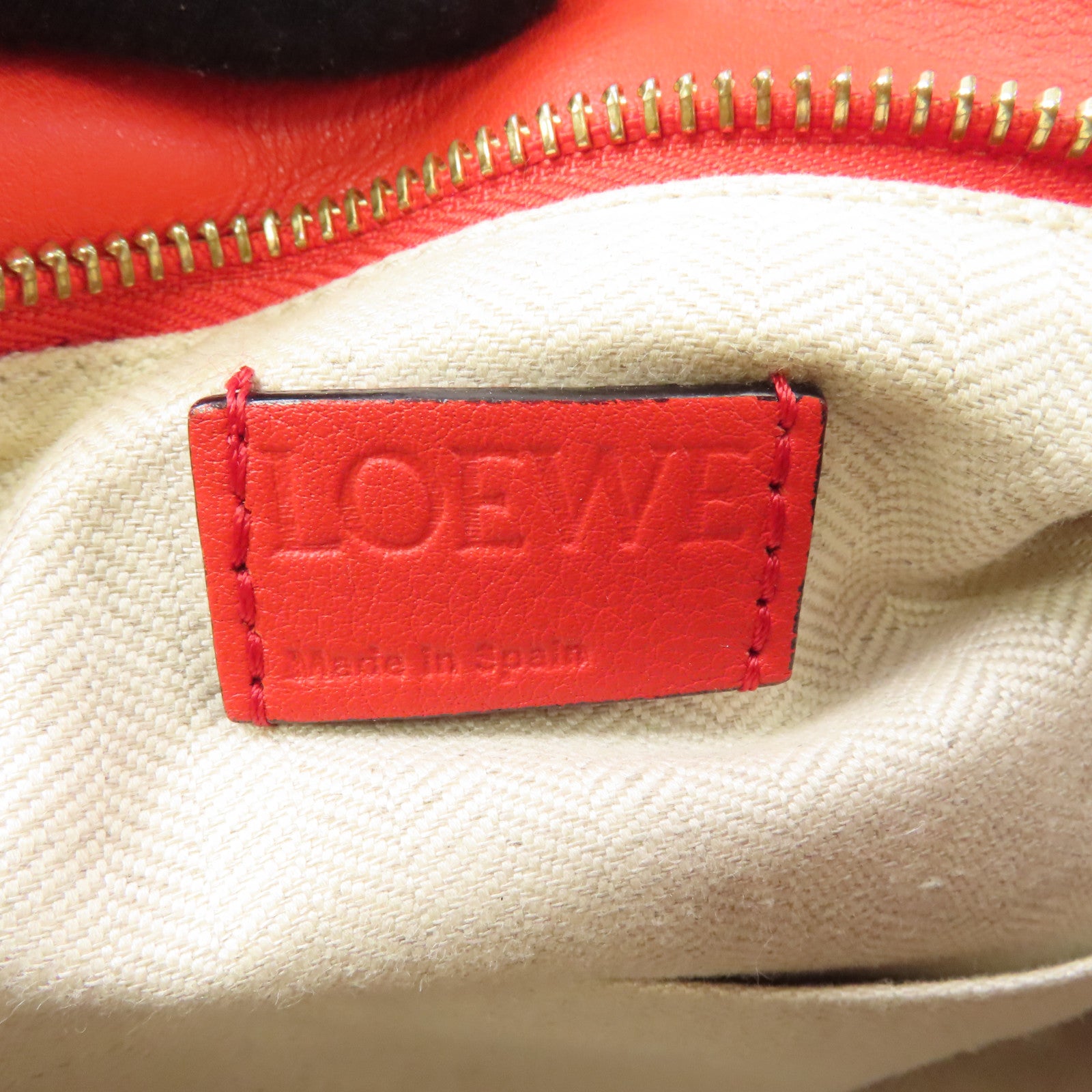 LOEWE 牛皮皮革Puzzle Small金扣手挽肩背兩用袋紅色