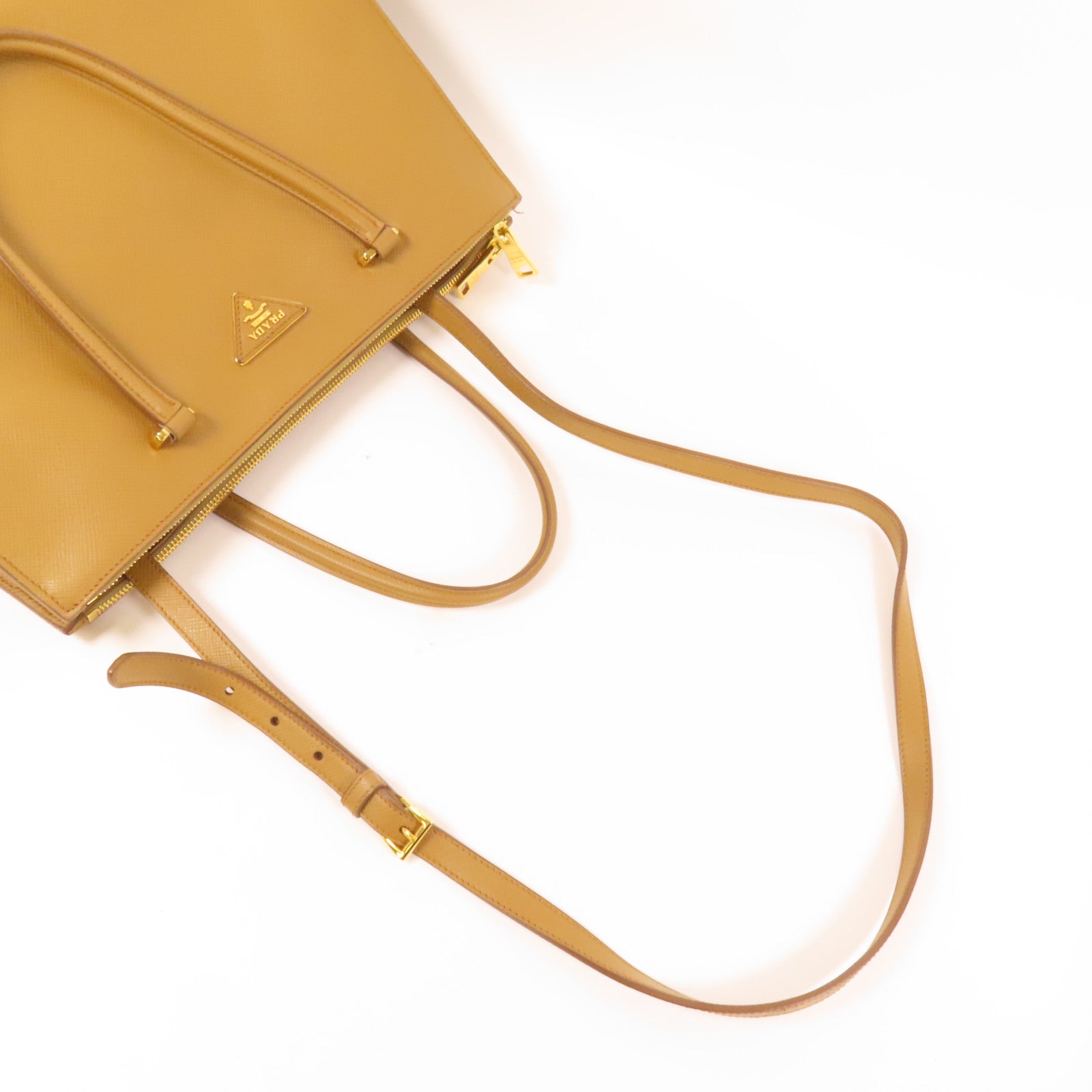 PRADA Saffiano皮革2Way Shoulder金扣手挽肩背兩用袋