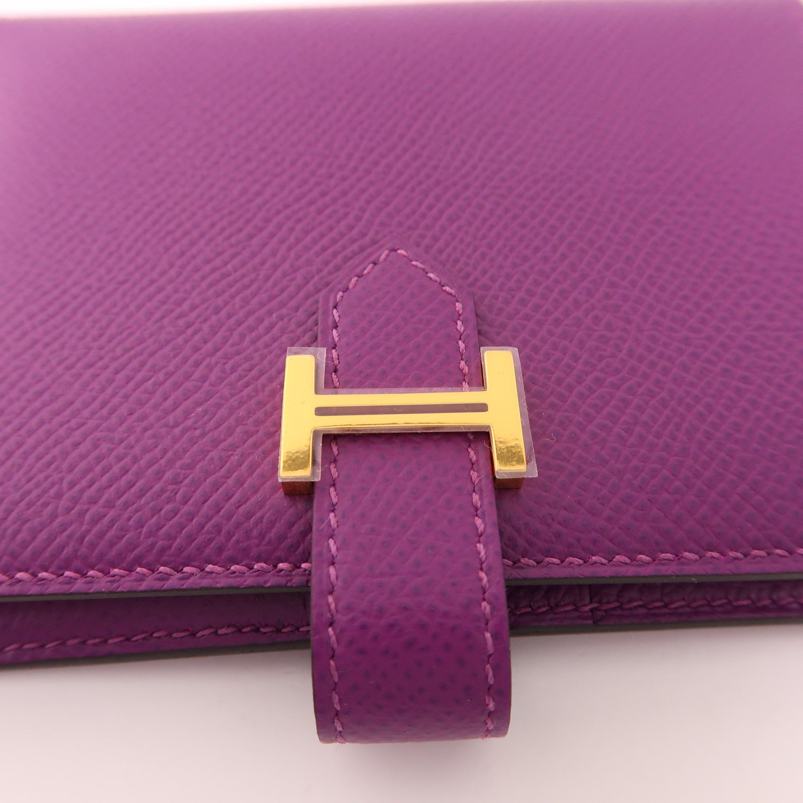 HERMES Epsom皮革Bearn Wallet金扣錢包Anemone