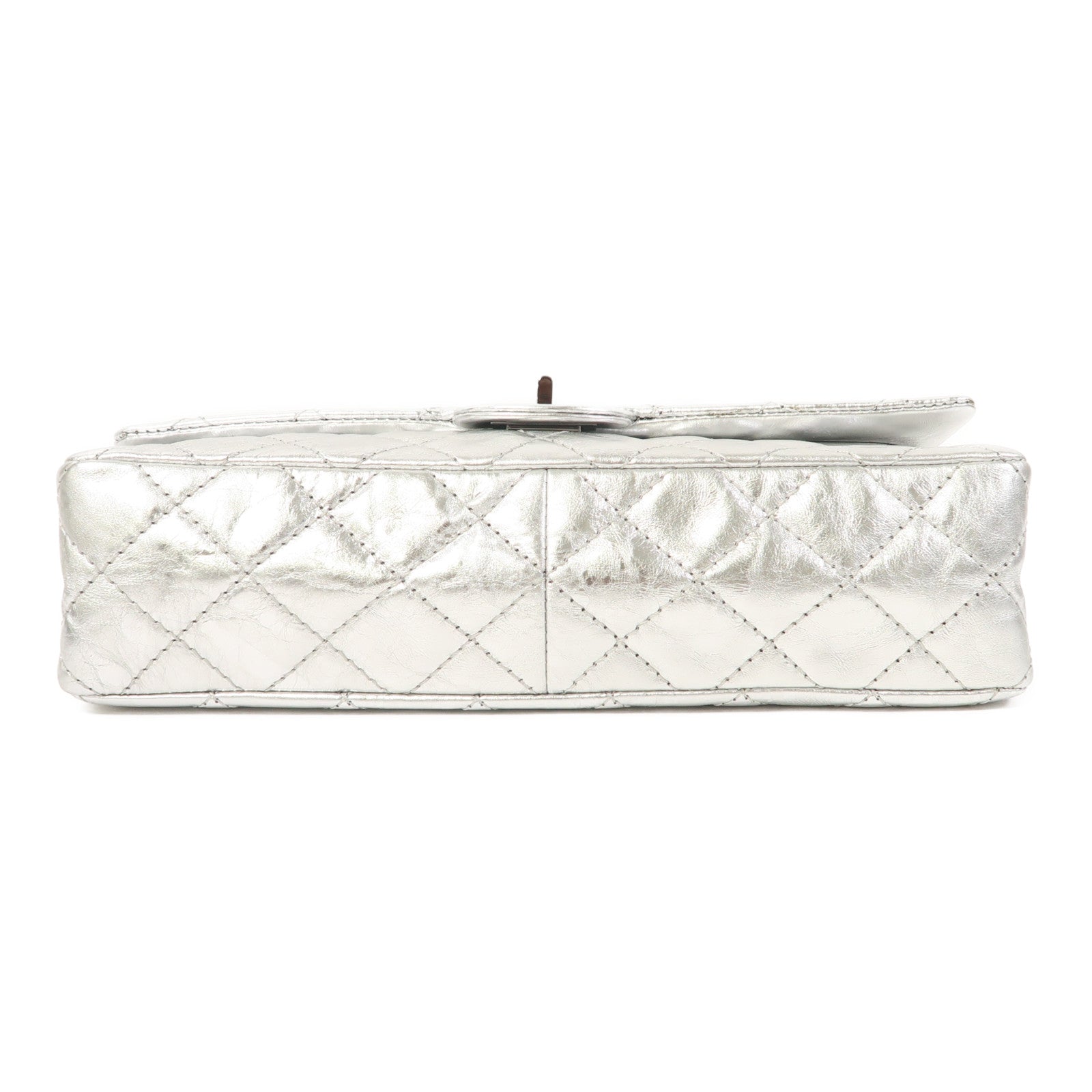 CHANEL 【清倉大減價】菱格牛皮皮革2.55 Chain Shoulder銀扣鏈帶肩背袋銀色